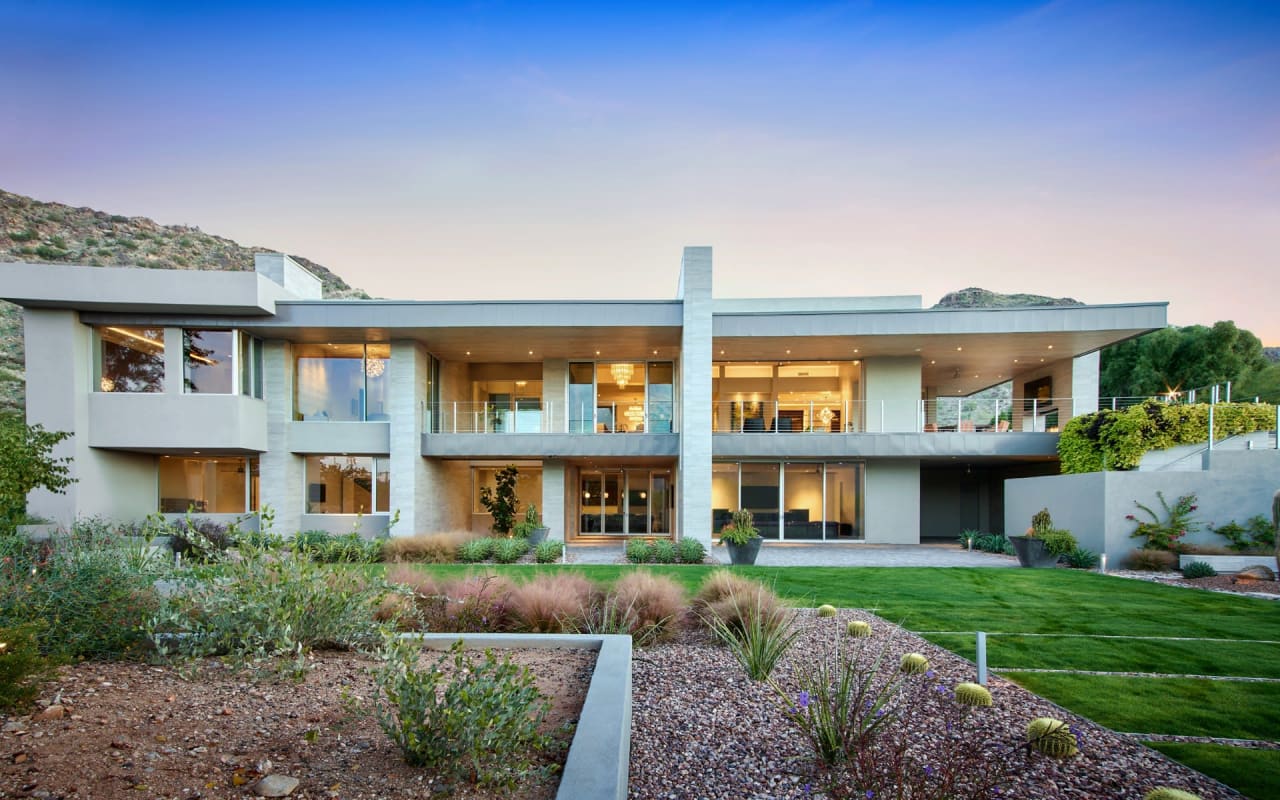 Custom luxury modern estate with desert views