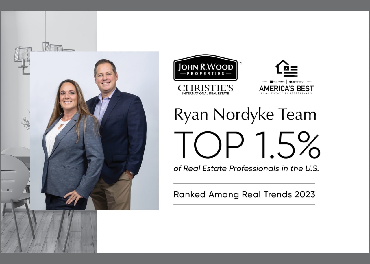 Ryan Nordyke Team, recognized in the top 1.5% of real estate professionals in the U.S. by Real Trends 2023.