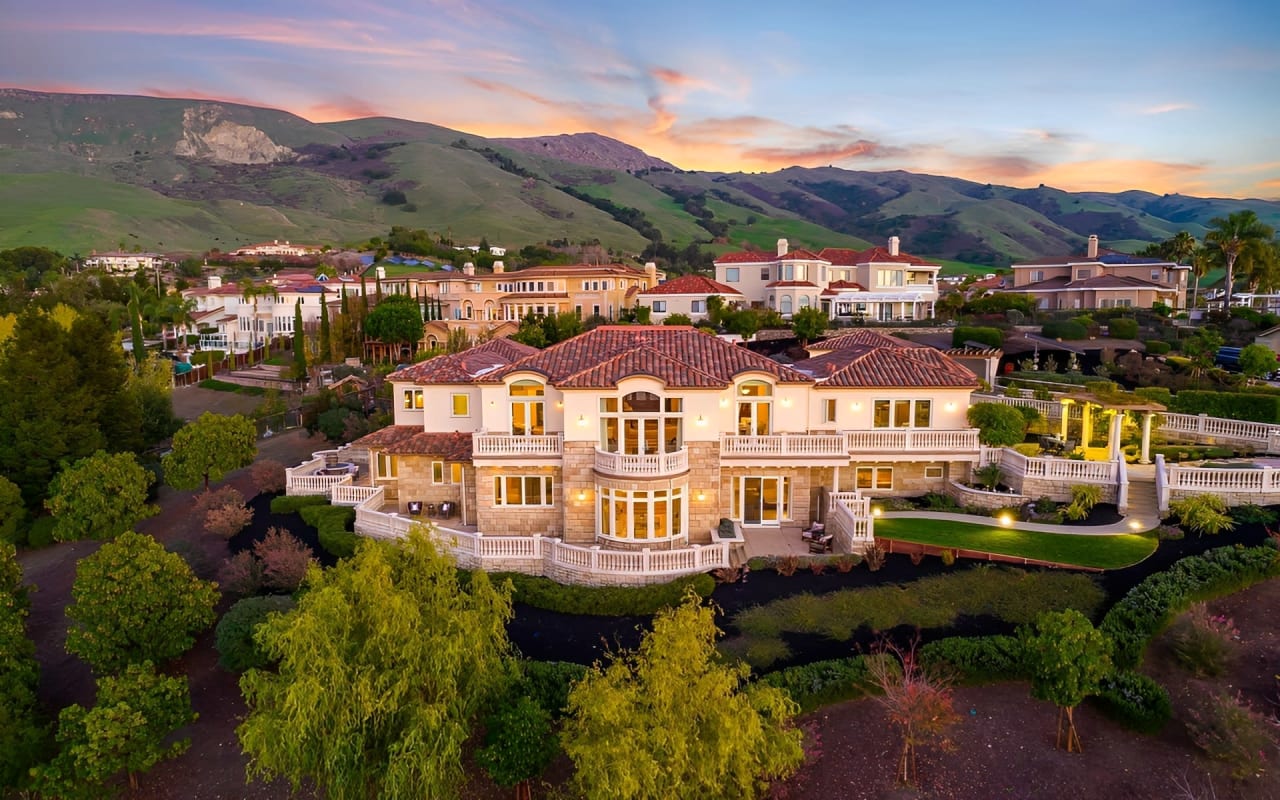 aerial view of large house