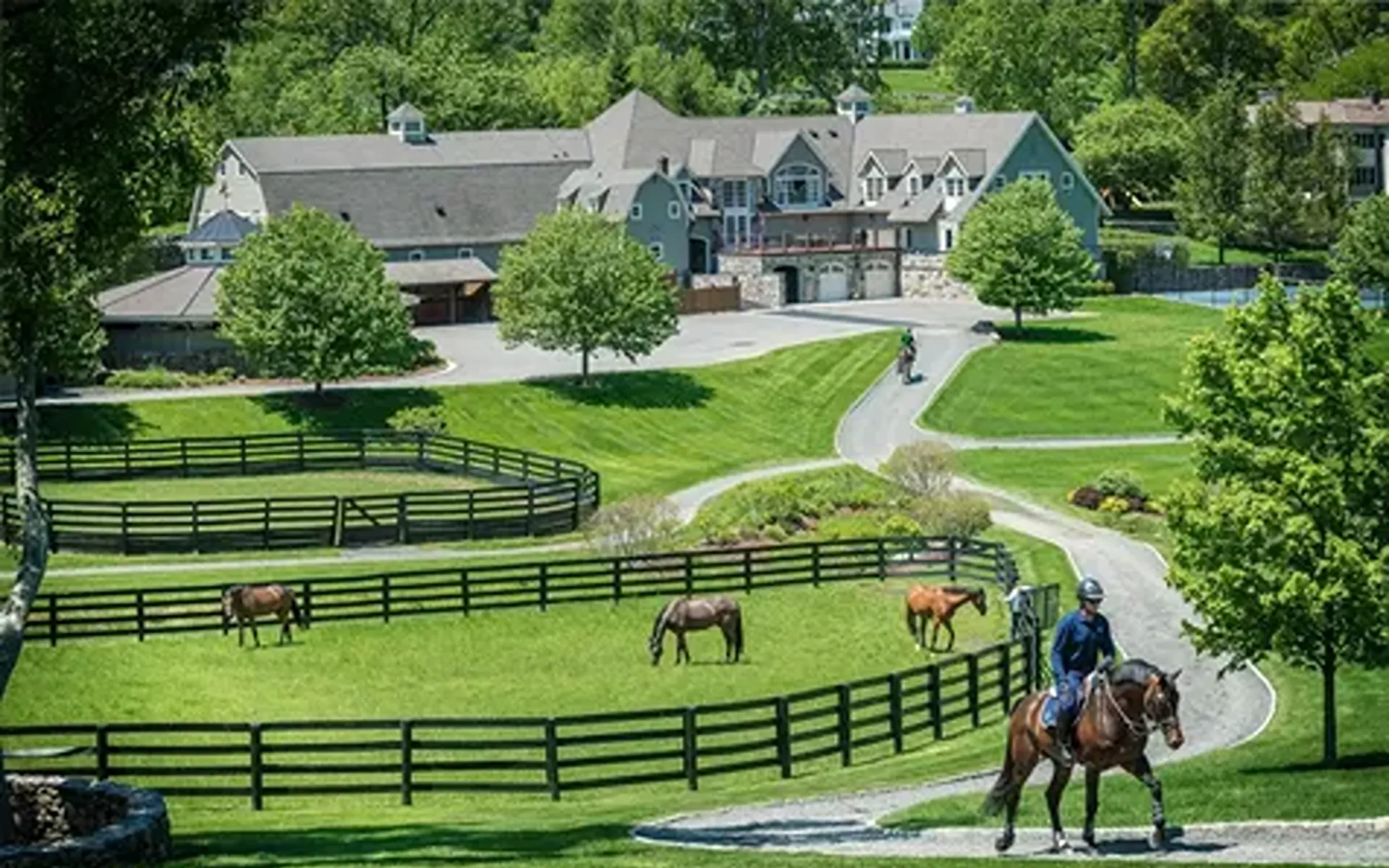 Back Country estate in autumn, rolling lawns and stone walls