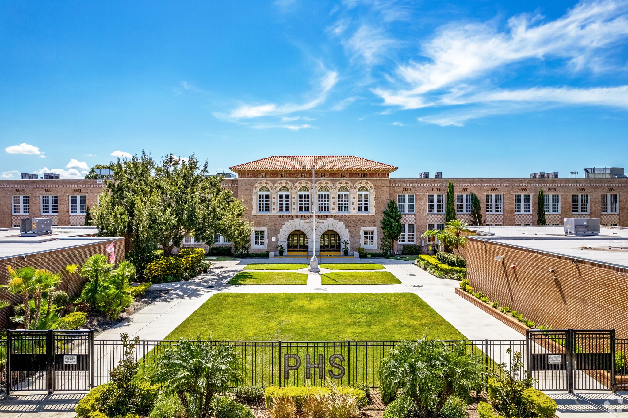 Historic Henry B. Plant High School building in South Tampa, a key driver of neighborhood home values.