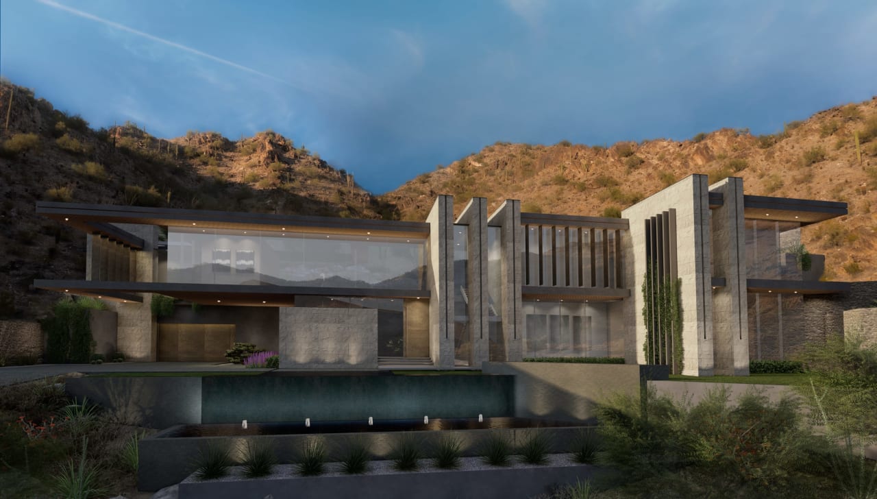 Ultra modern luxury home on hillside lot in canyon