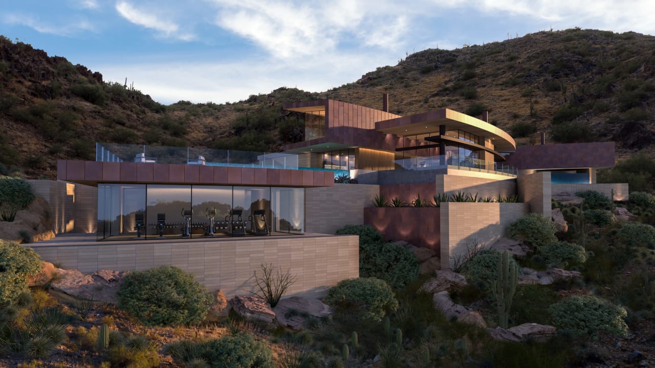 Modern design of ultra luxury hillside home in AZ