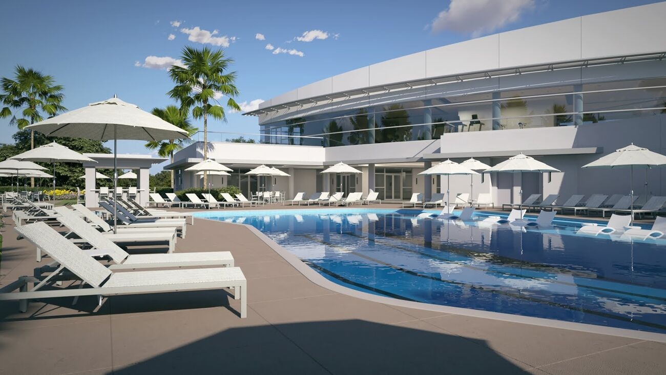 New luxury clubhouse and resort pool amenities in a Vero Beach, Florida gated golf community