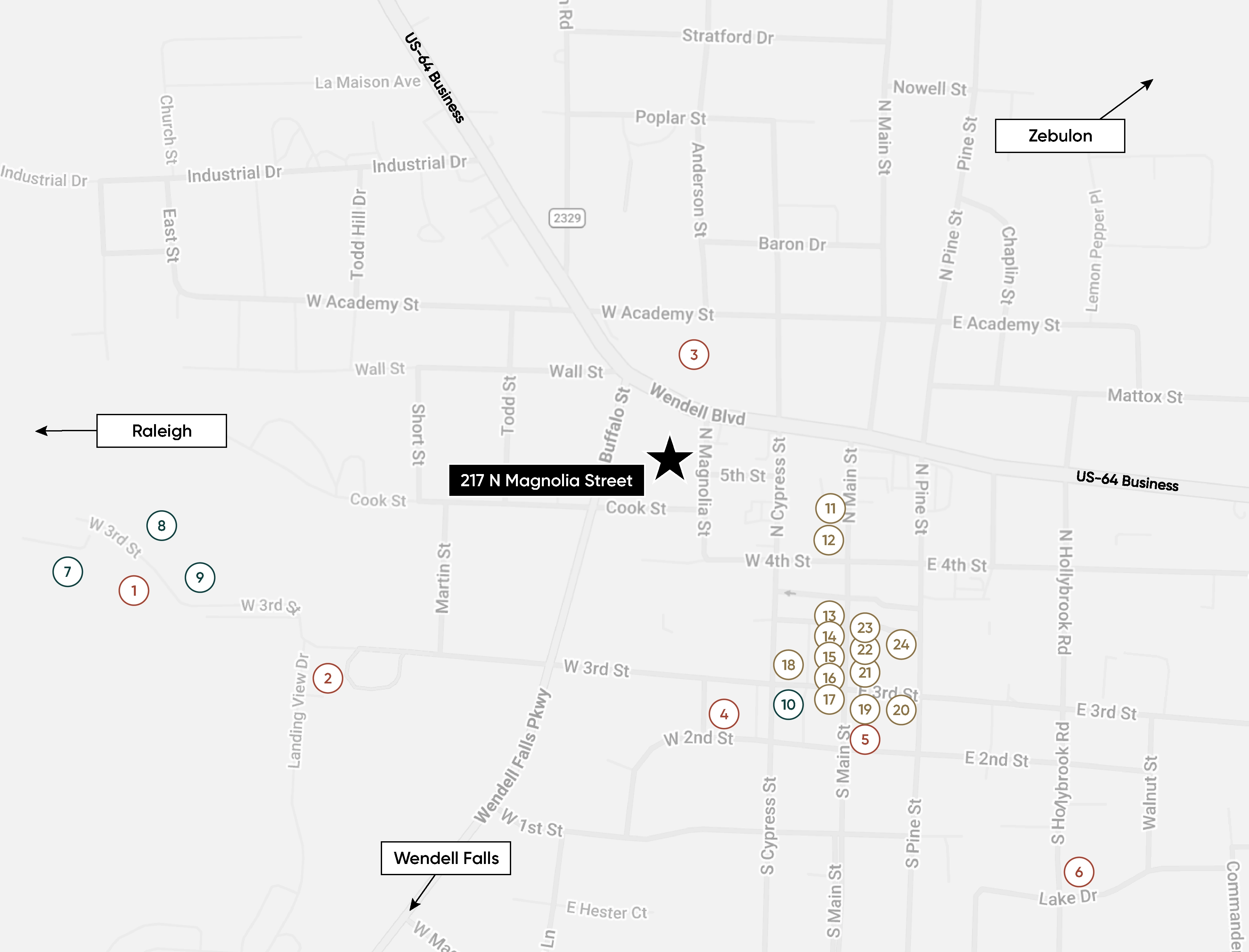 Map of Wendell local attractions