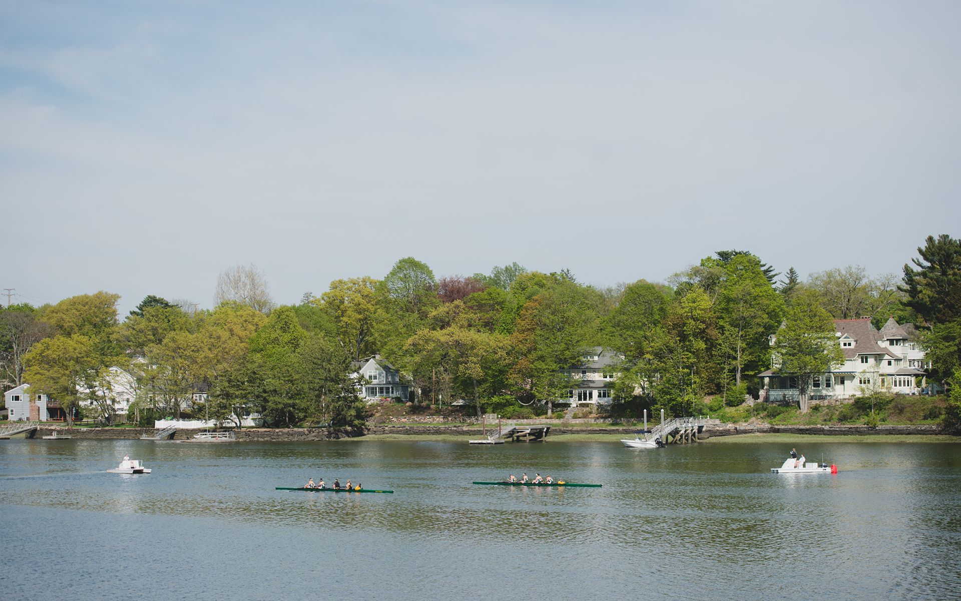 Cos Cob harbor and Mill Pond, or a historic clapboard home