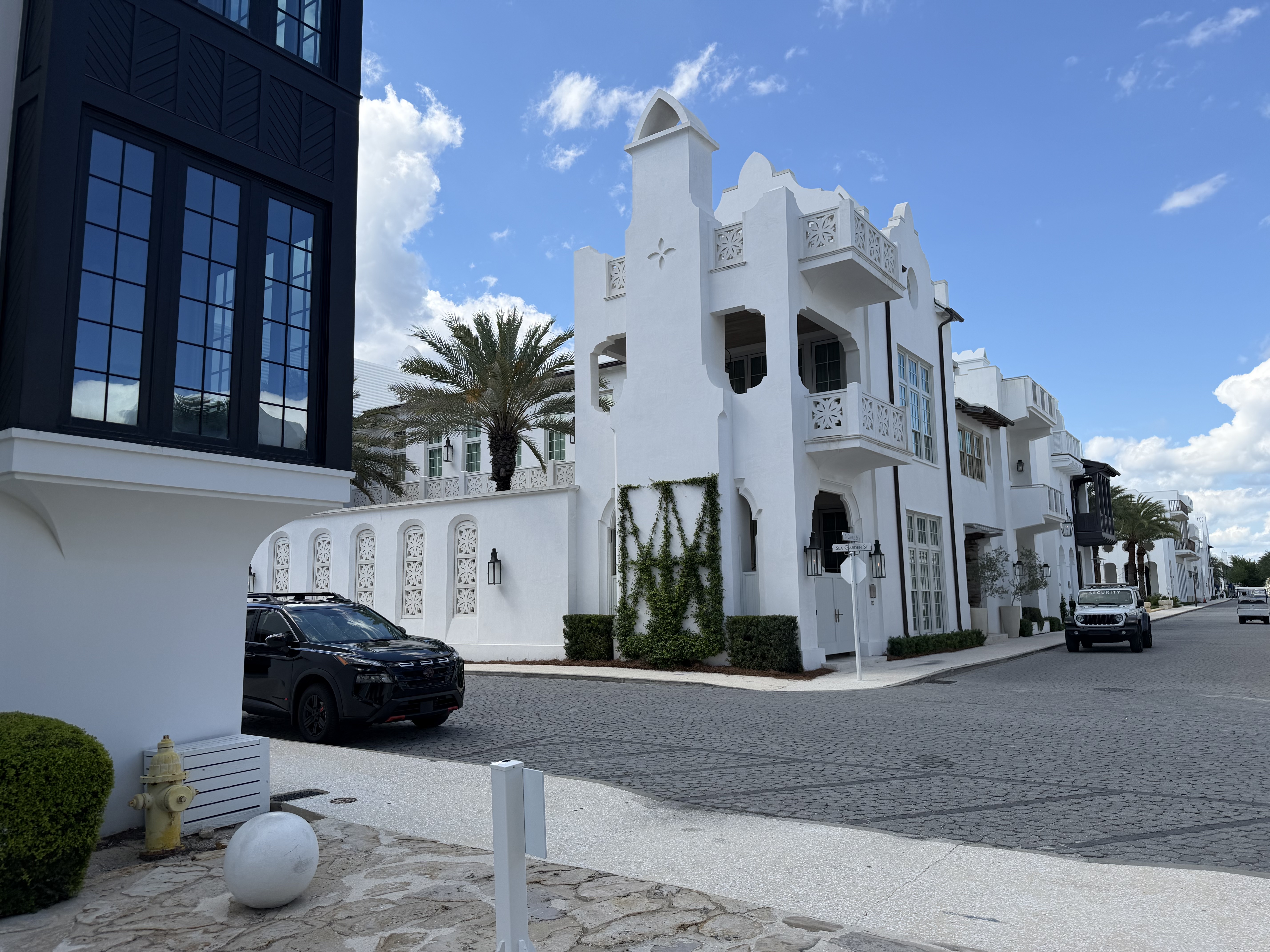 White masonry architecture and luxury homes in Alys Beach Florida