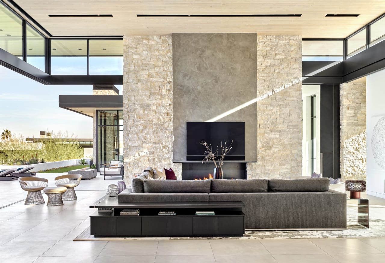 Luxury modern estate with indoor outdoor living and pocket doors