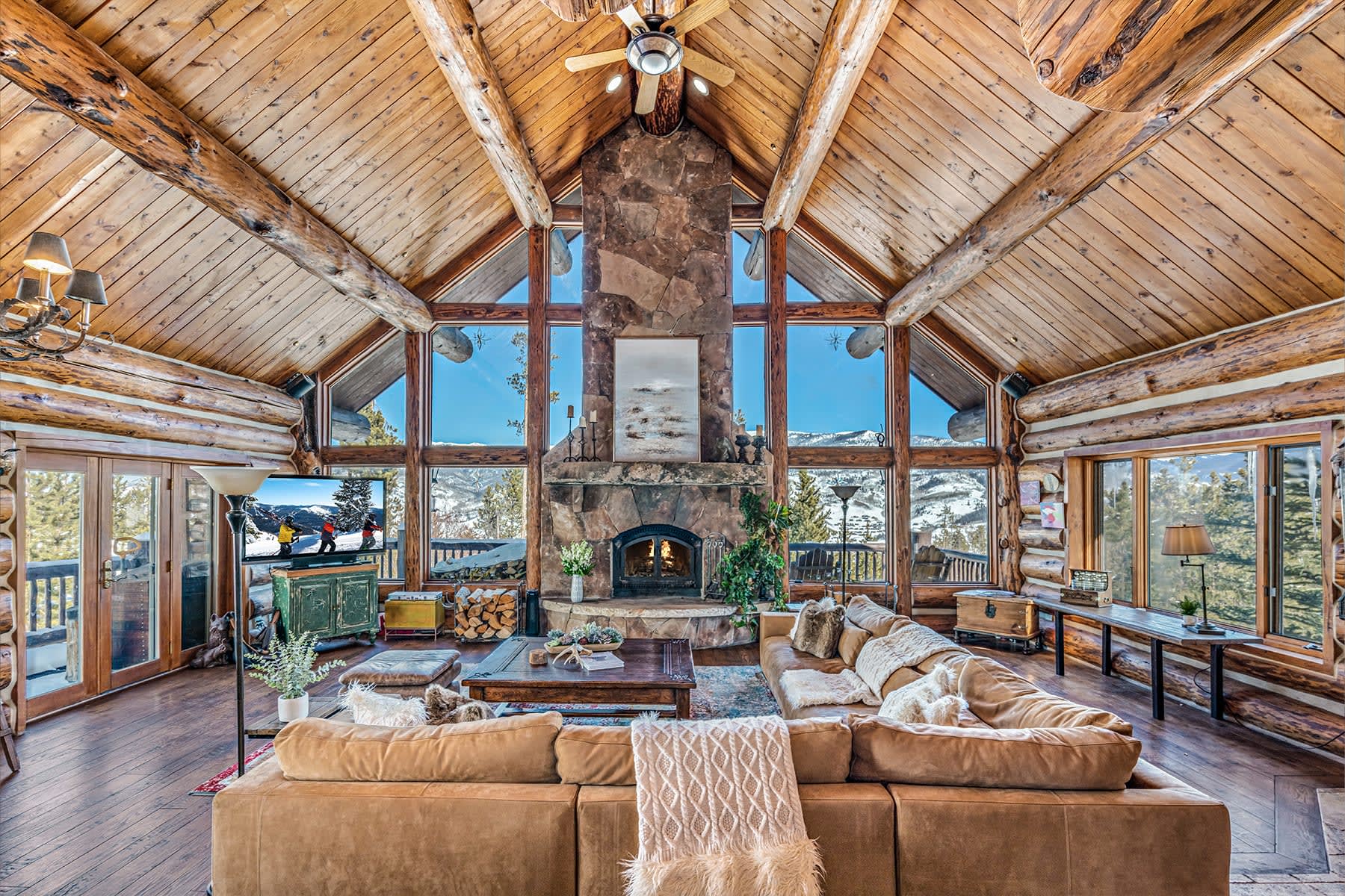 Expansive Mountain Log Cabin Celebrating Rocky Mountain Open Space