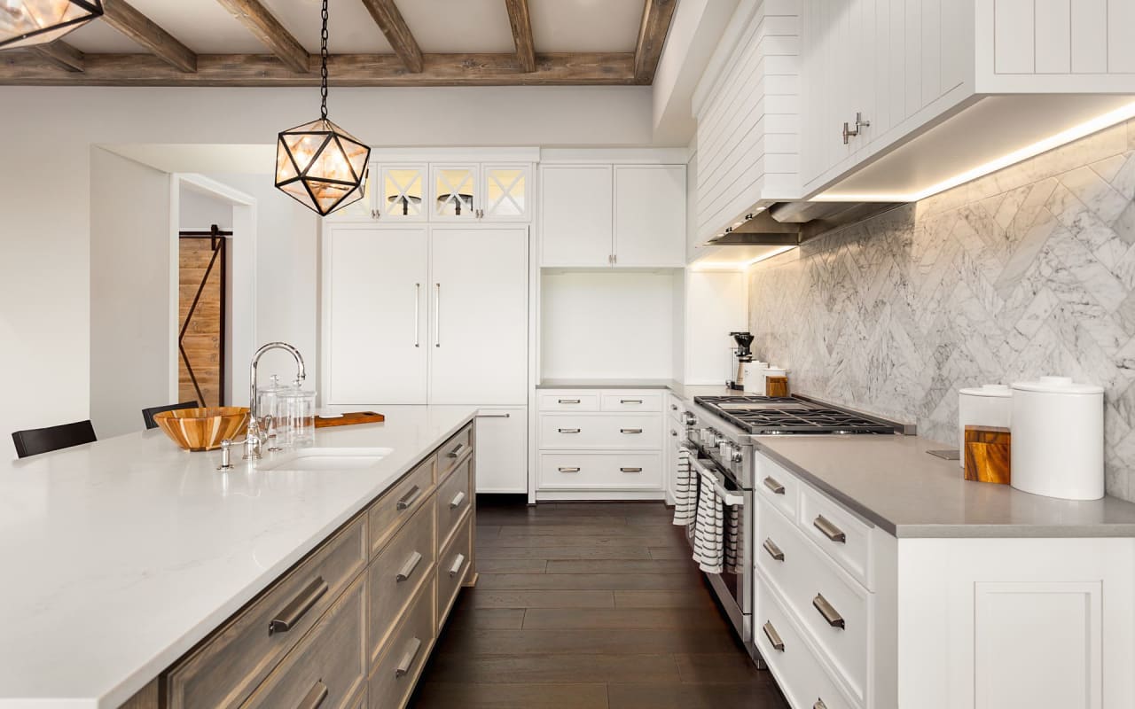 White-Colored Kitchen Cabinets and Sink