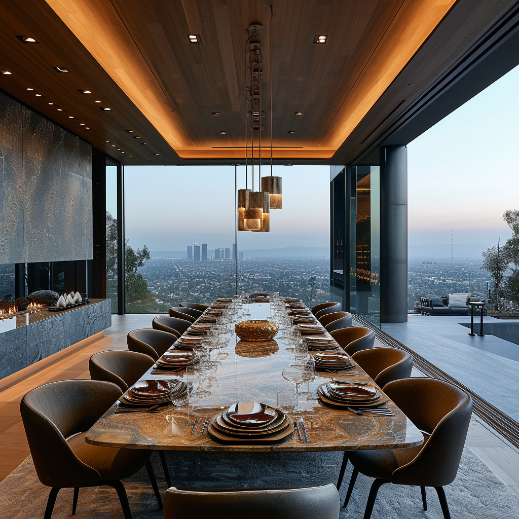 Dining room overlooking Los Angeles
