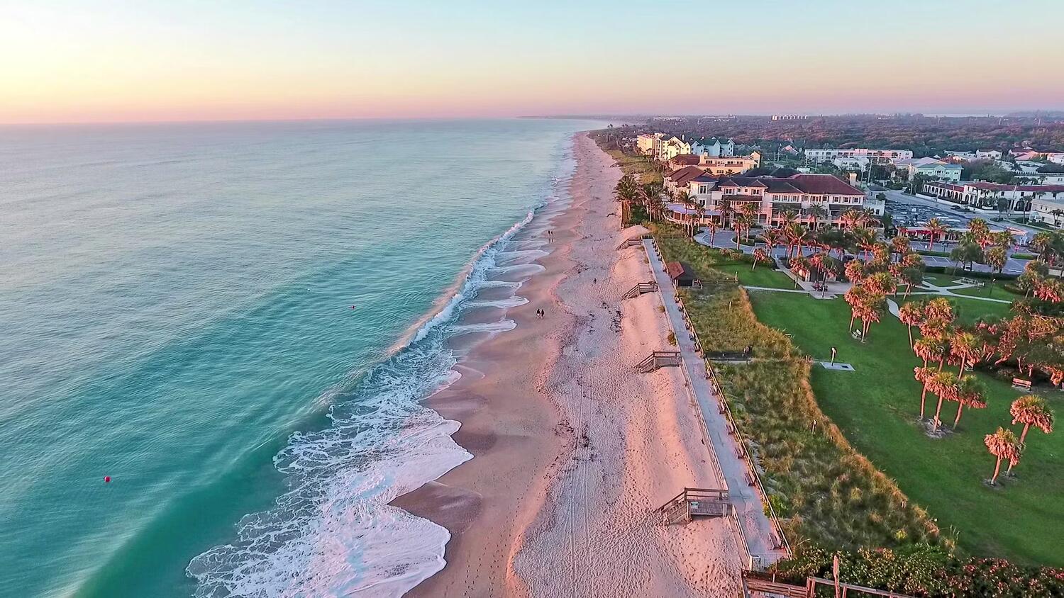 Vero Beach shoreline with Atlantic surf along the 32963 barrier island