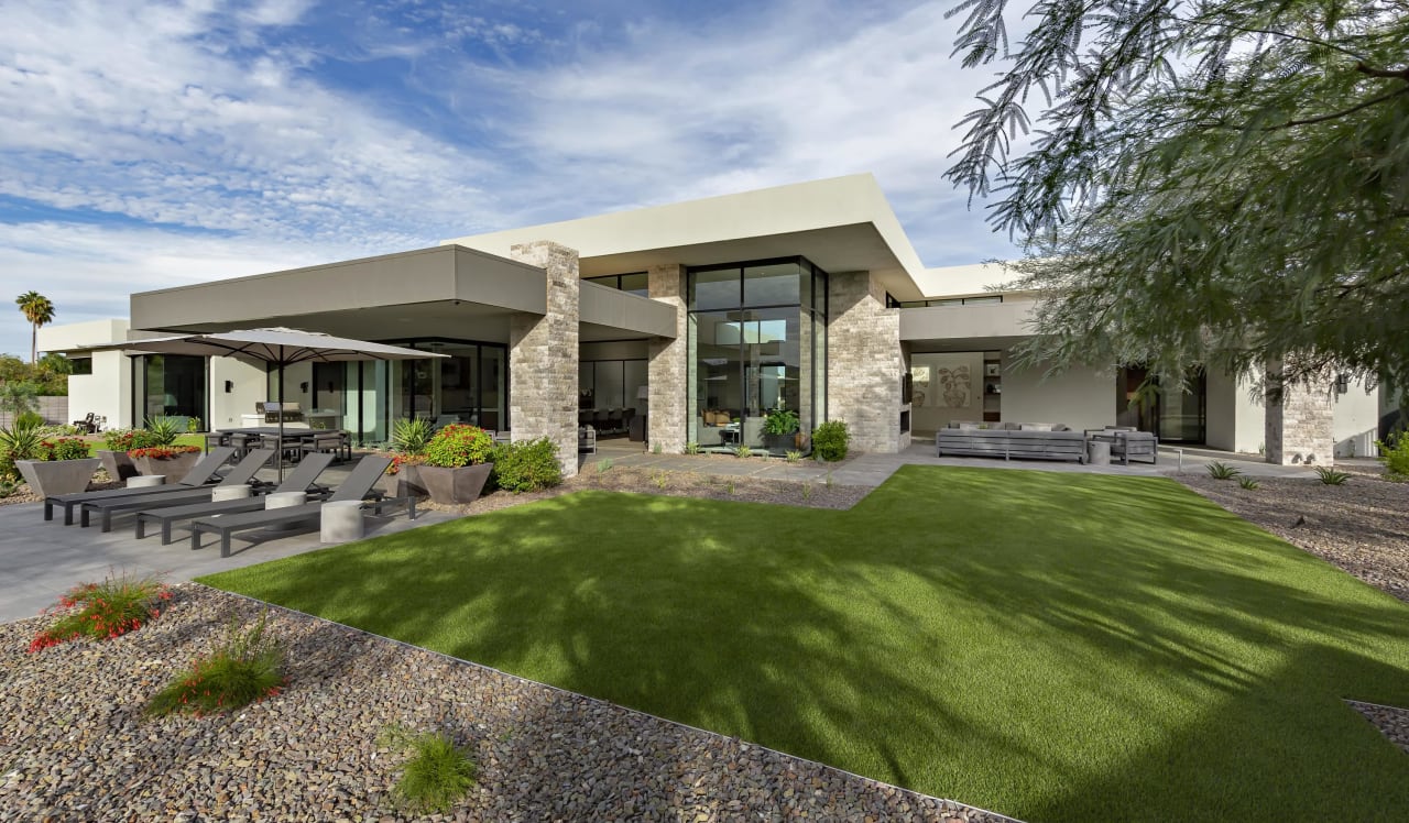 Backyard of modern estate in Arizona