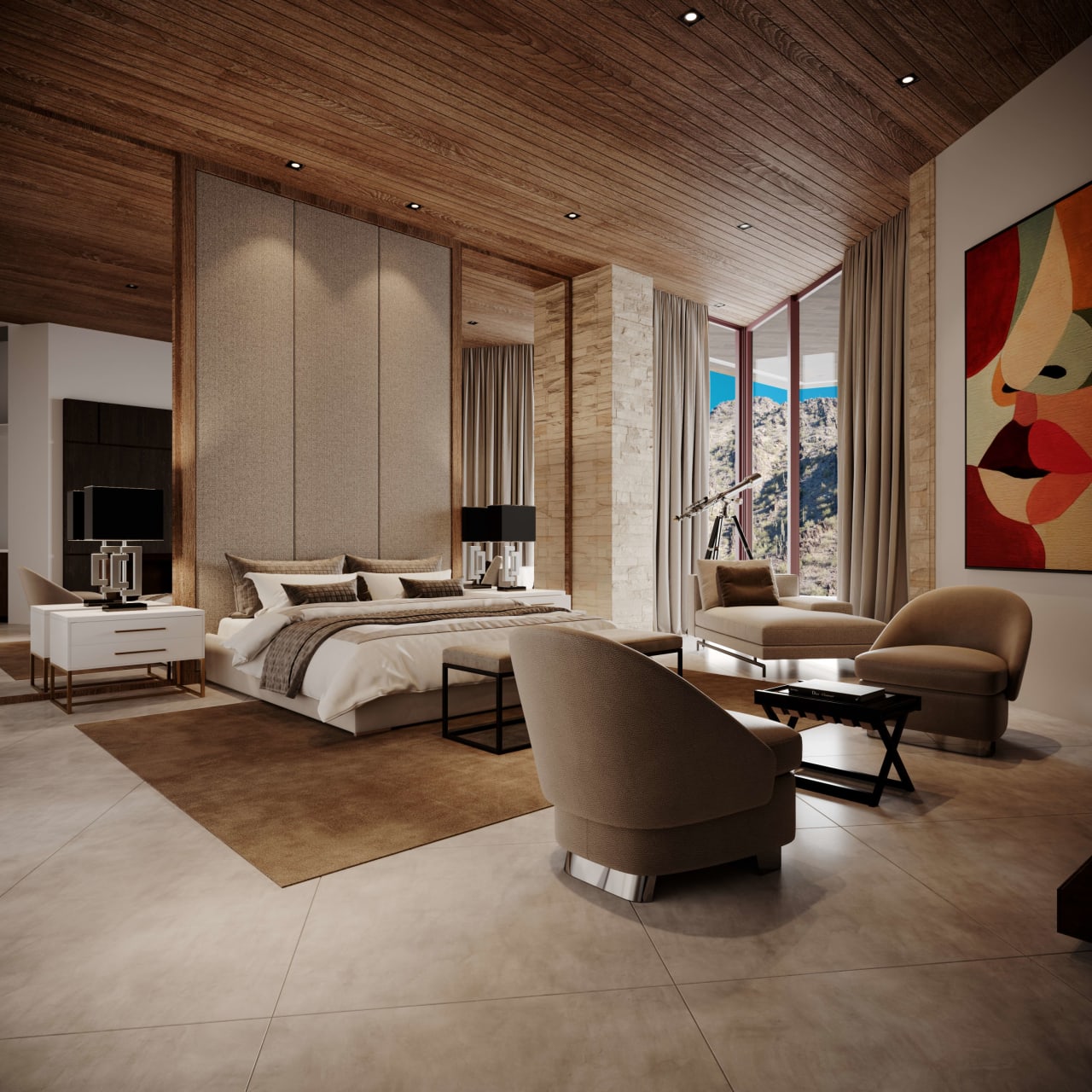 Ultra luxury primary suite with modern design