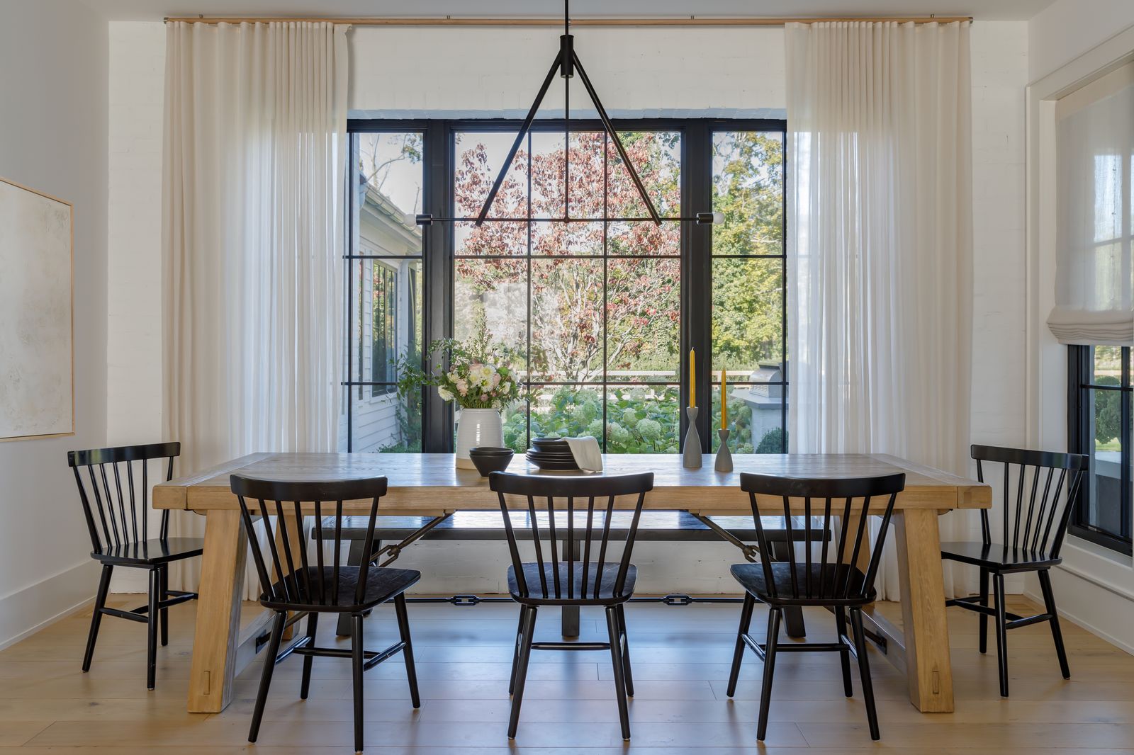 A modern farmhouse dining room.