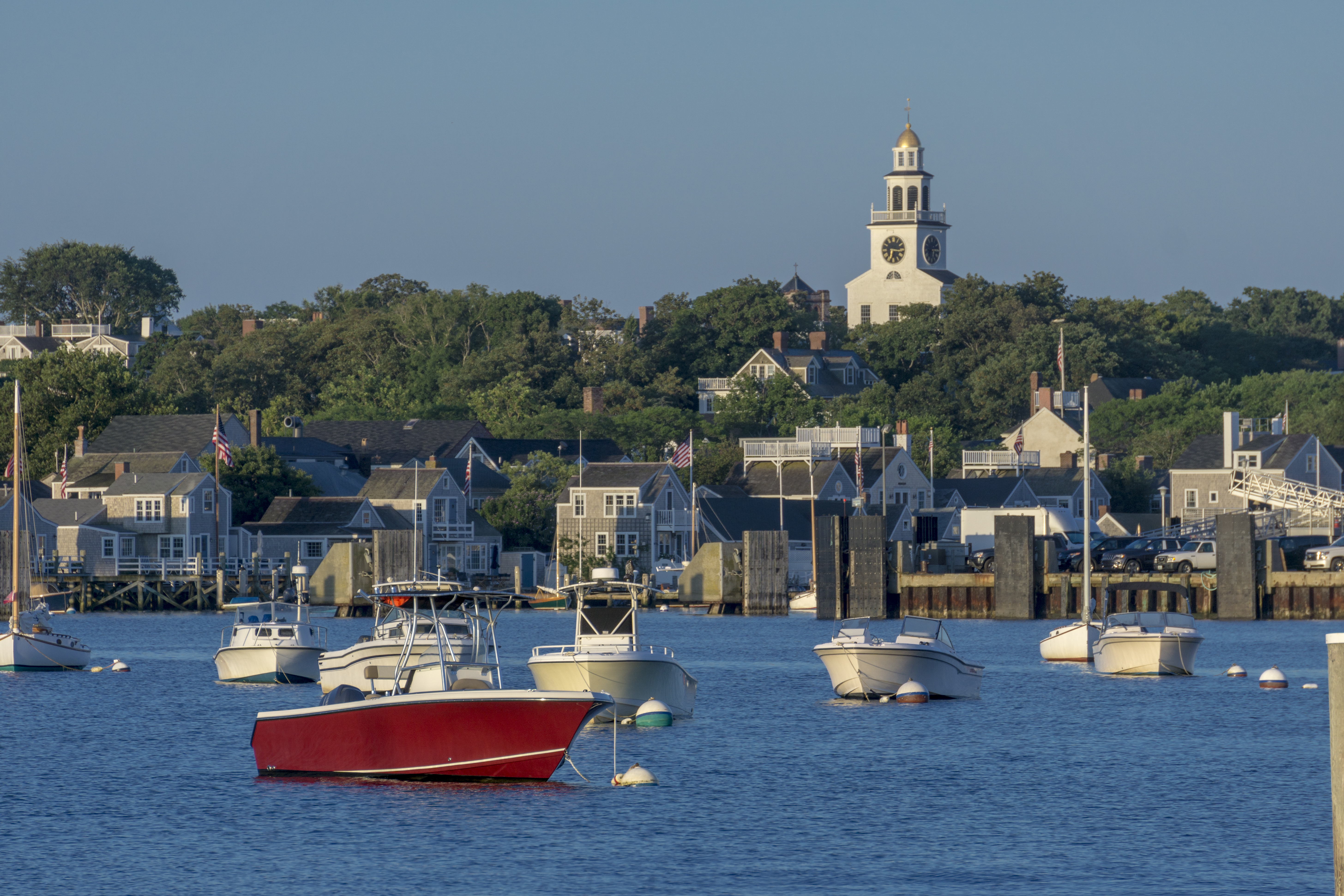 Nantucket Town with cobblestone streets and wharves