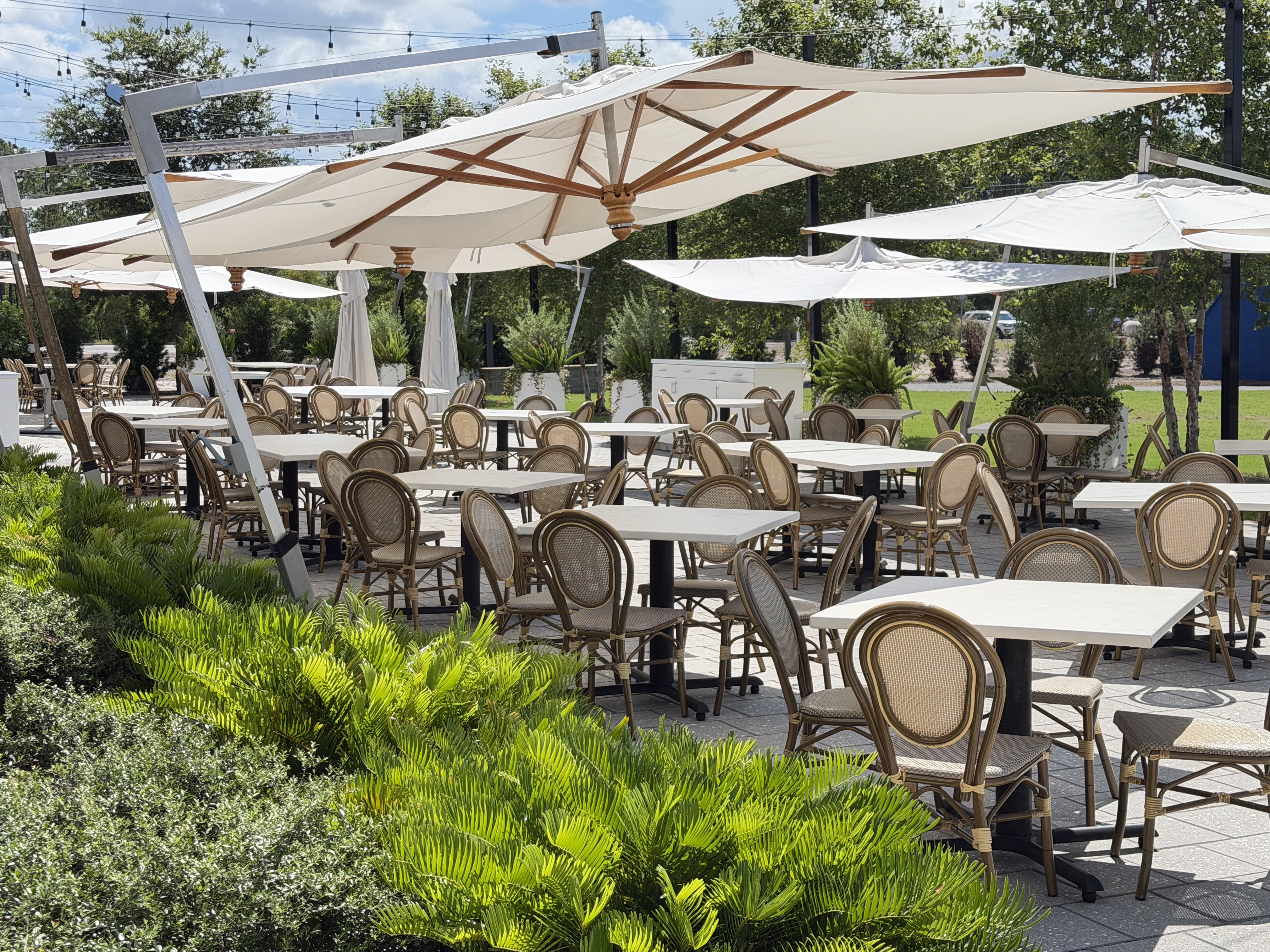 Outdoor restaurant patio at 30Avenue near Inlet Beach Florida