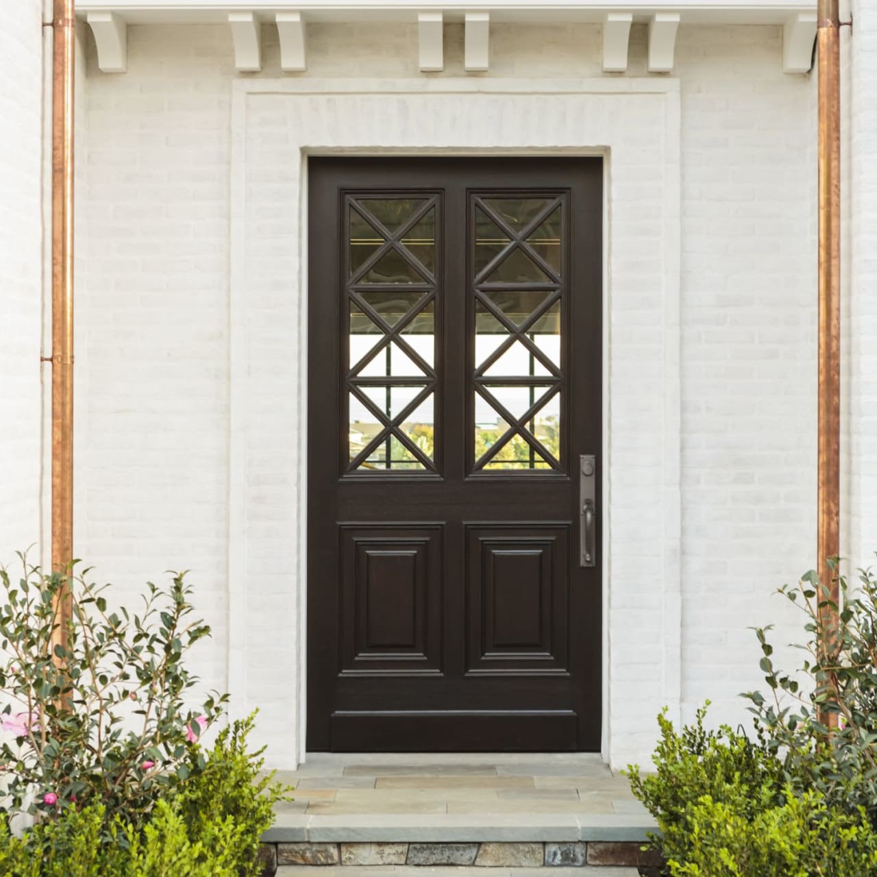 Black front door in Spokane Valley, WA