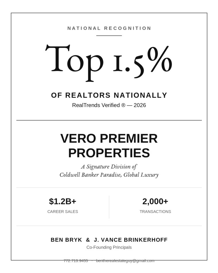 Vero Premier Properties RealTrends Verified Top 1.5 percent of Realtors nationally 2026 credential