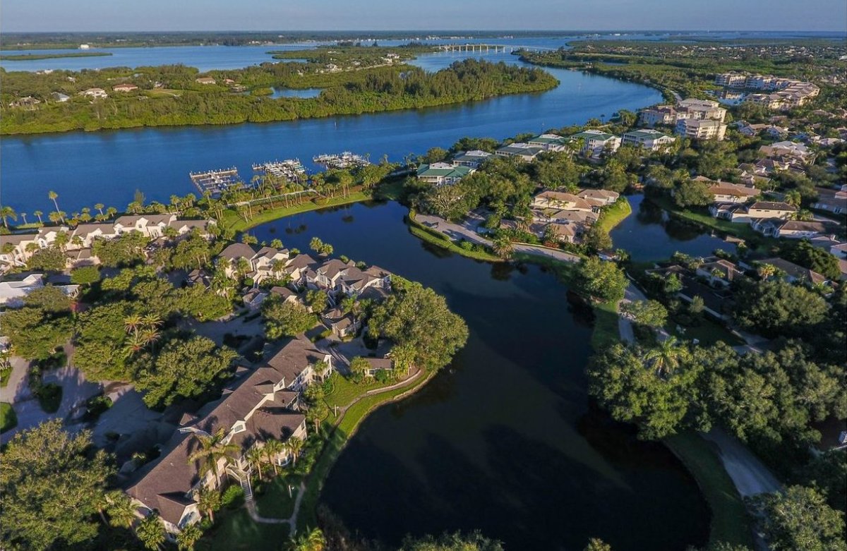 Aerial view Vero Beach barrier island waterway communities Indian River Lagoon Florida luxury real estate