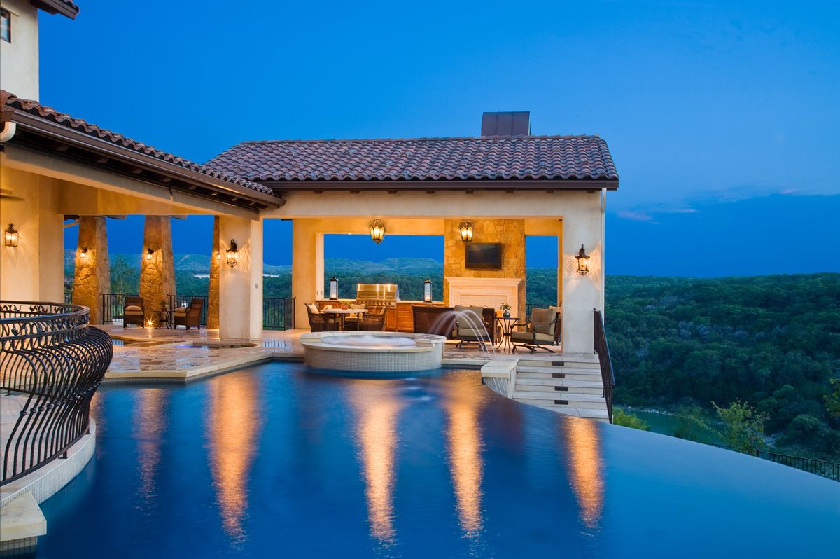 Pool overlooking Lake Travis at a Rough Hollow home in Lakeway