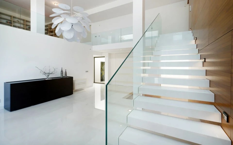 Modern white interior stairwell in Spokane, WA