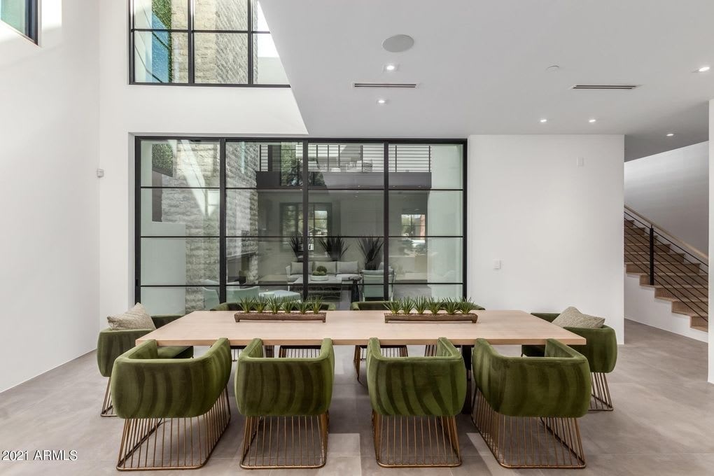 Dining room in luxury modern home in Old Town Scottsdale