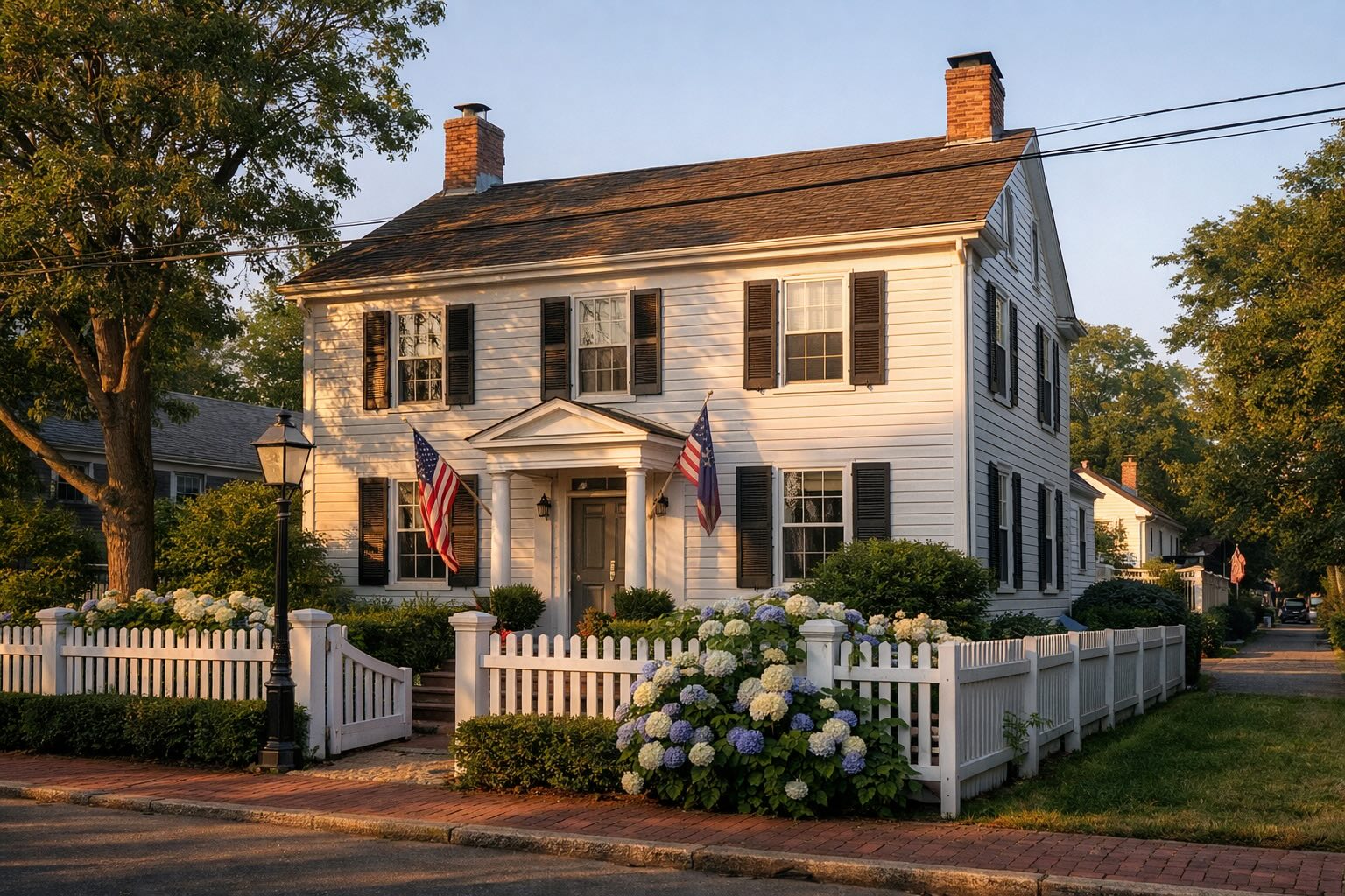 Sag Harbor historic white colonial home