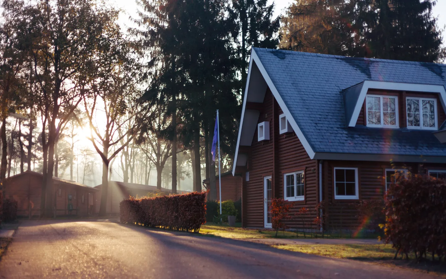 Red house at dusk