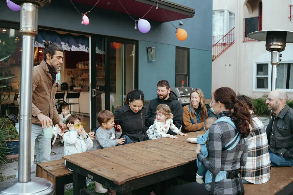People gather at Radish, a co-living community in Oakland, Calif.