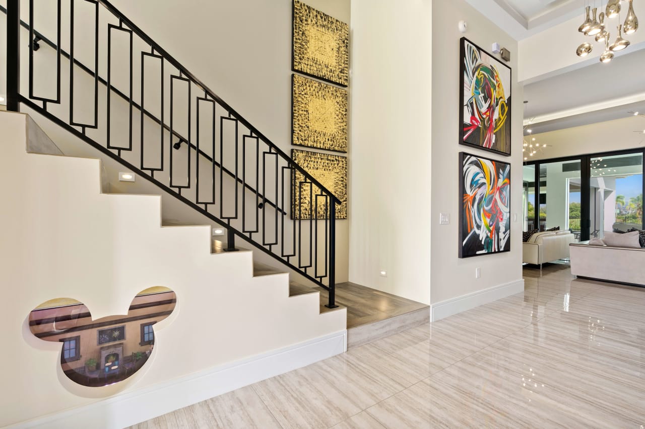 Luxury home interior with modern art and mickey mouse disney decor