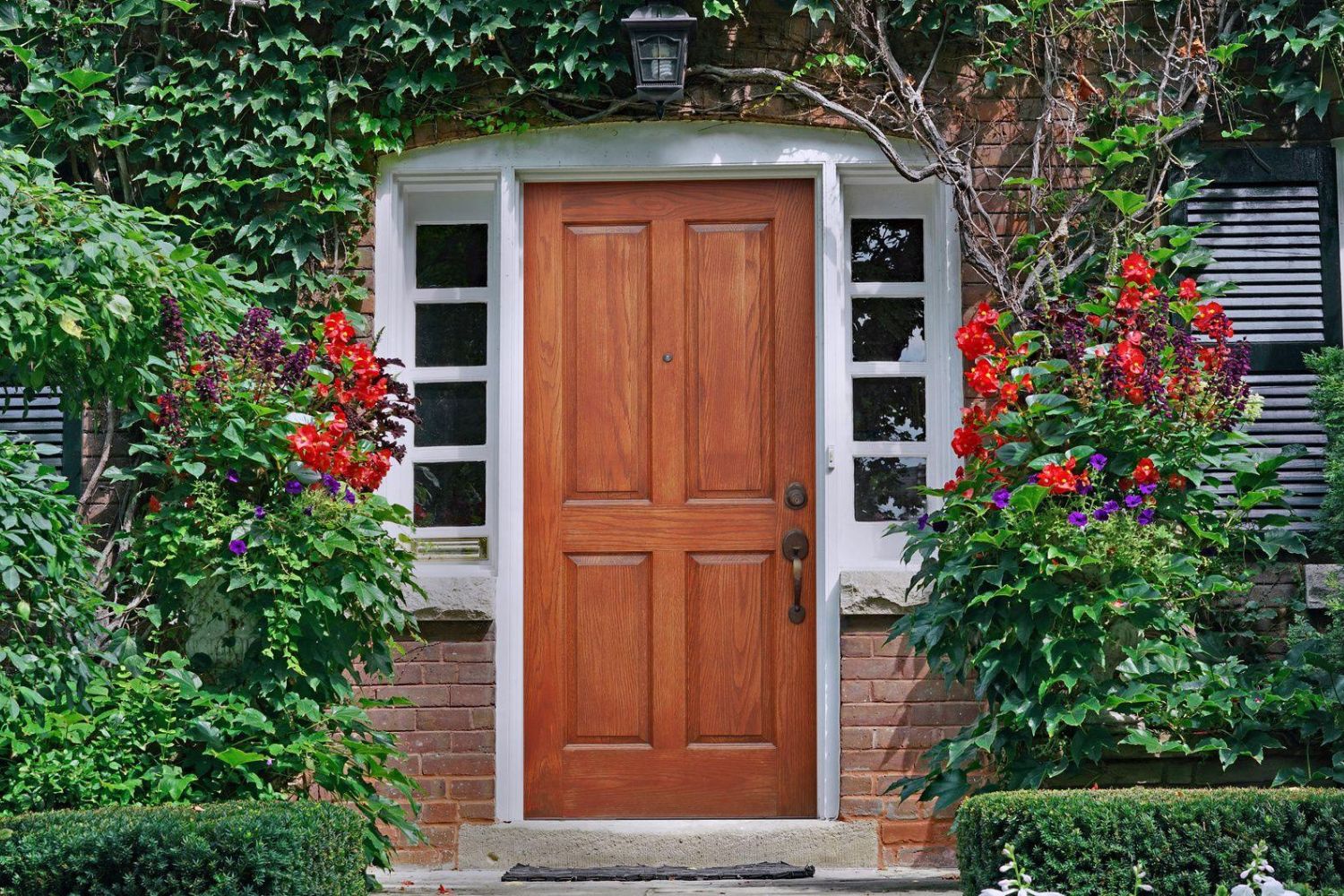 Spring curb appeal on a Washington DC townhouse — front yard landscaping and exterior in Upper Northwest DC