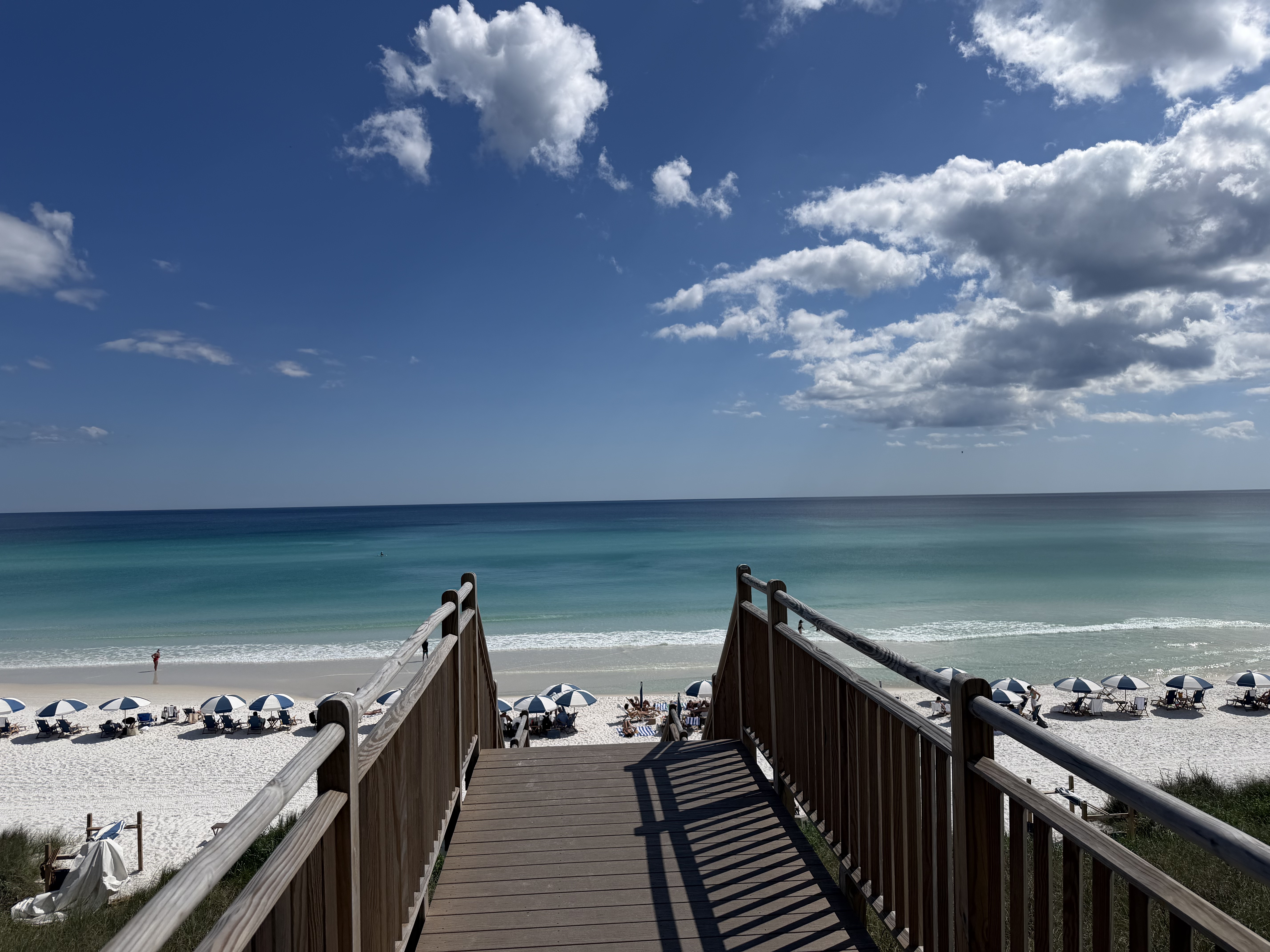 White coastal architecture and landscaped streets in Alys Beach Florida