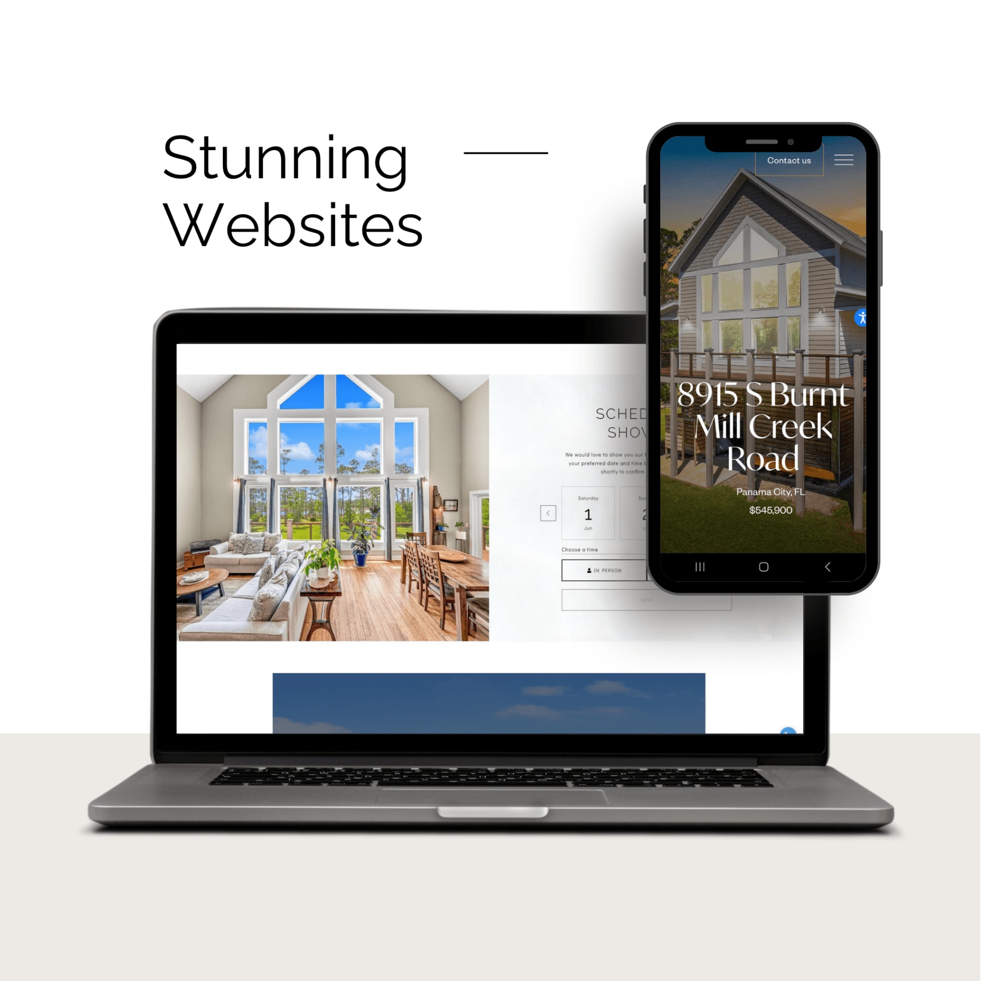 picture of laptop and cell phone displaying a real estate website