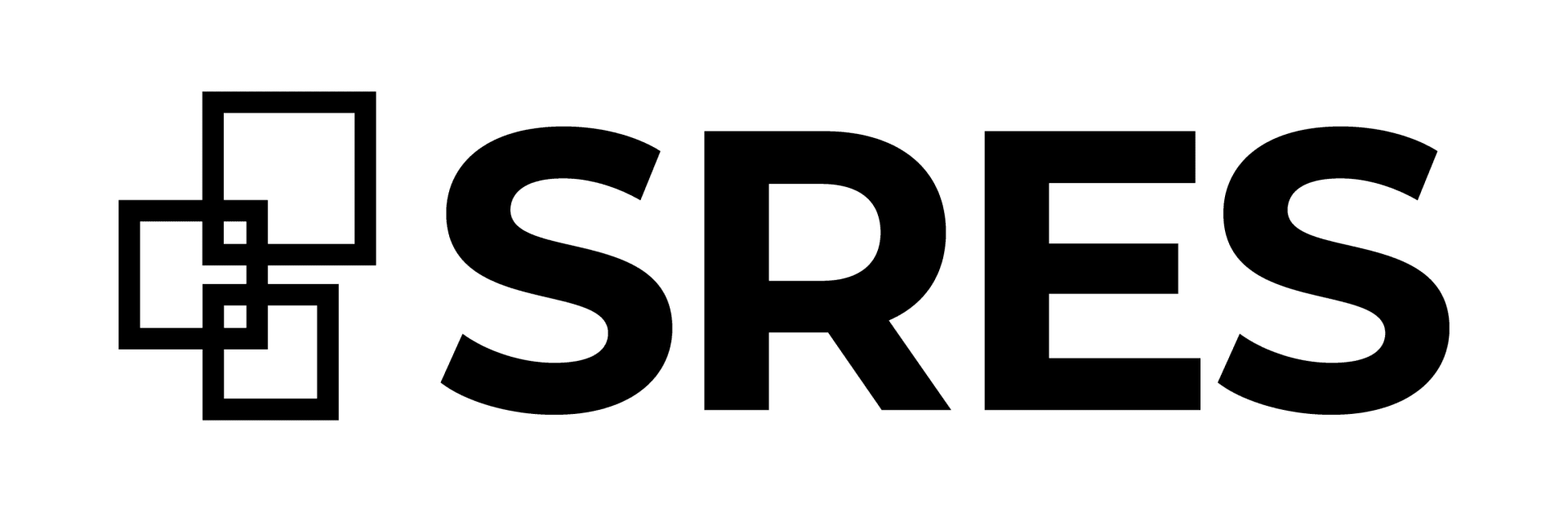 Logo featuring the letters "SRES" with abstract geometric shapes in black.