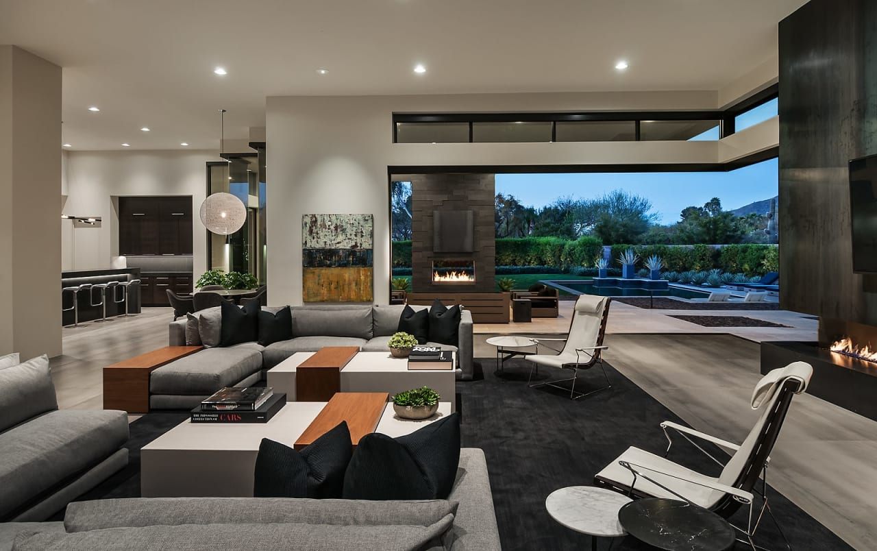 Open living room with indoor outdoor living space