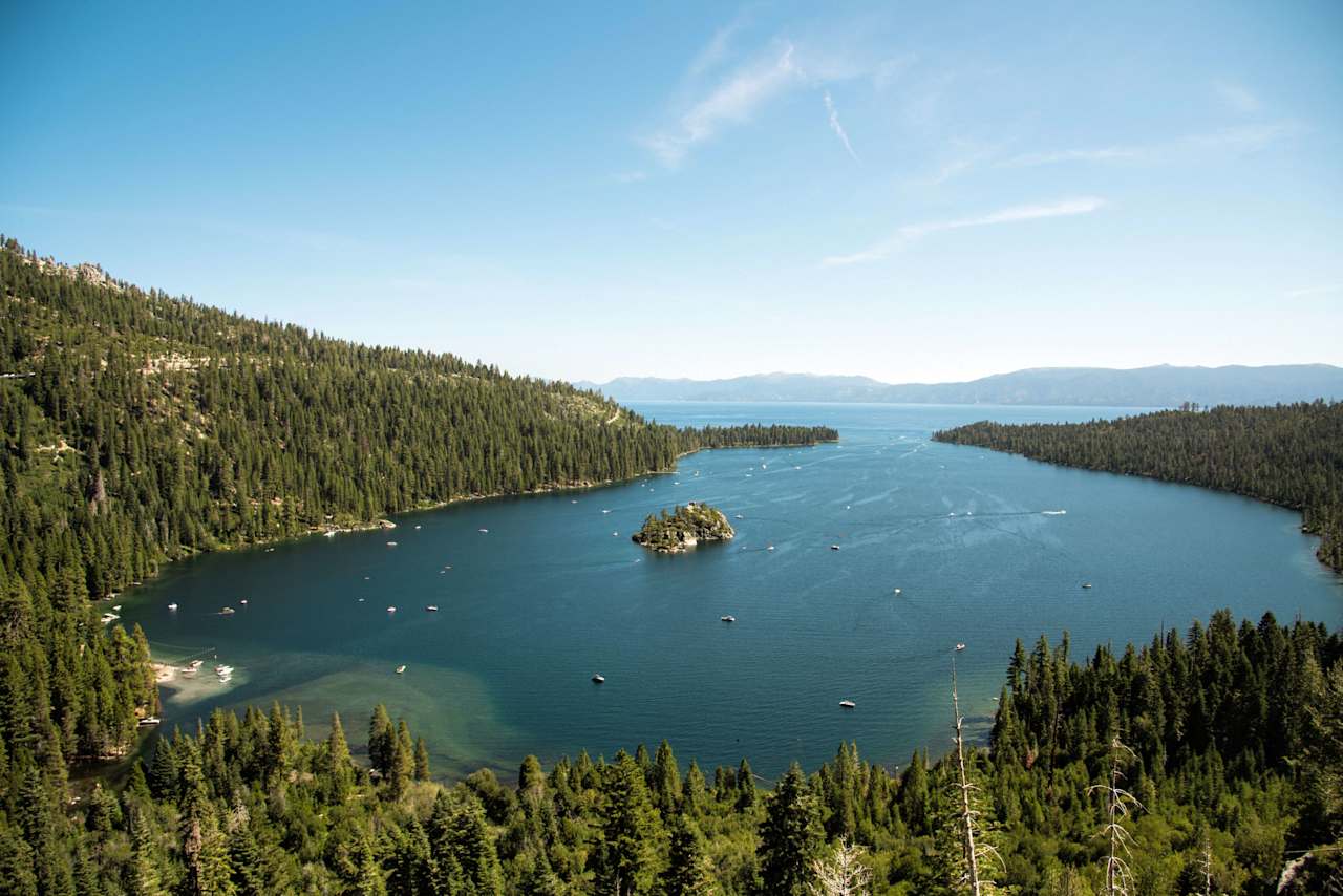 Emerald Bay on Lake Tahoe, with Fannette Island in the center