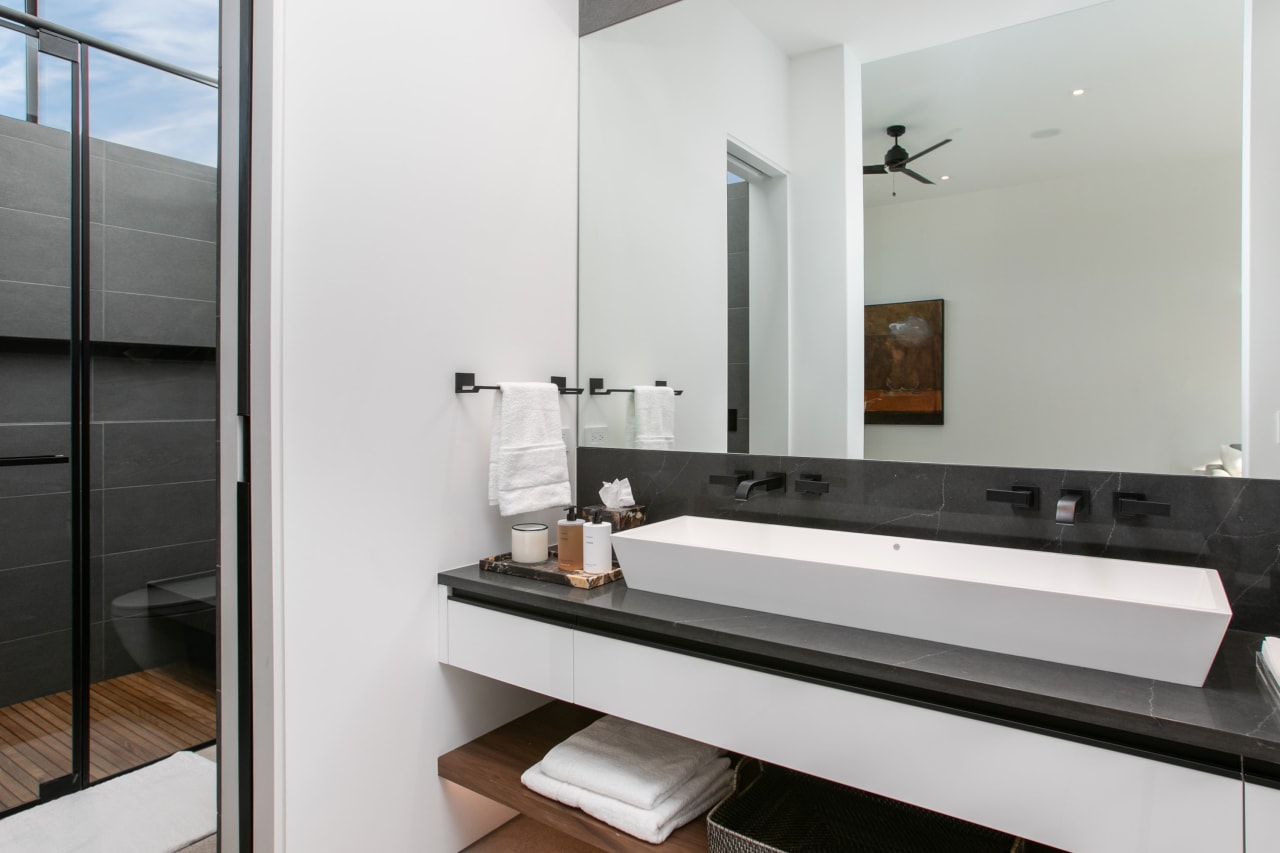 Floating sink in modern bathroom