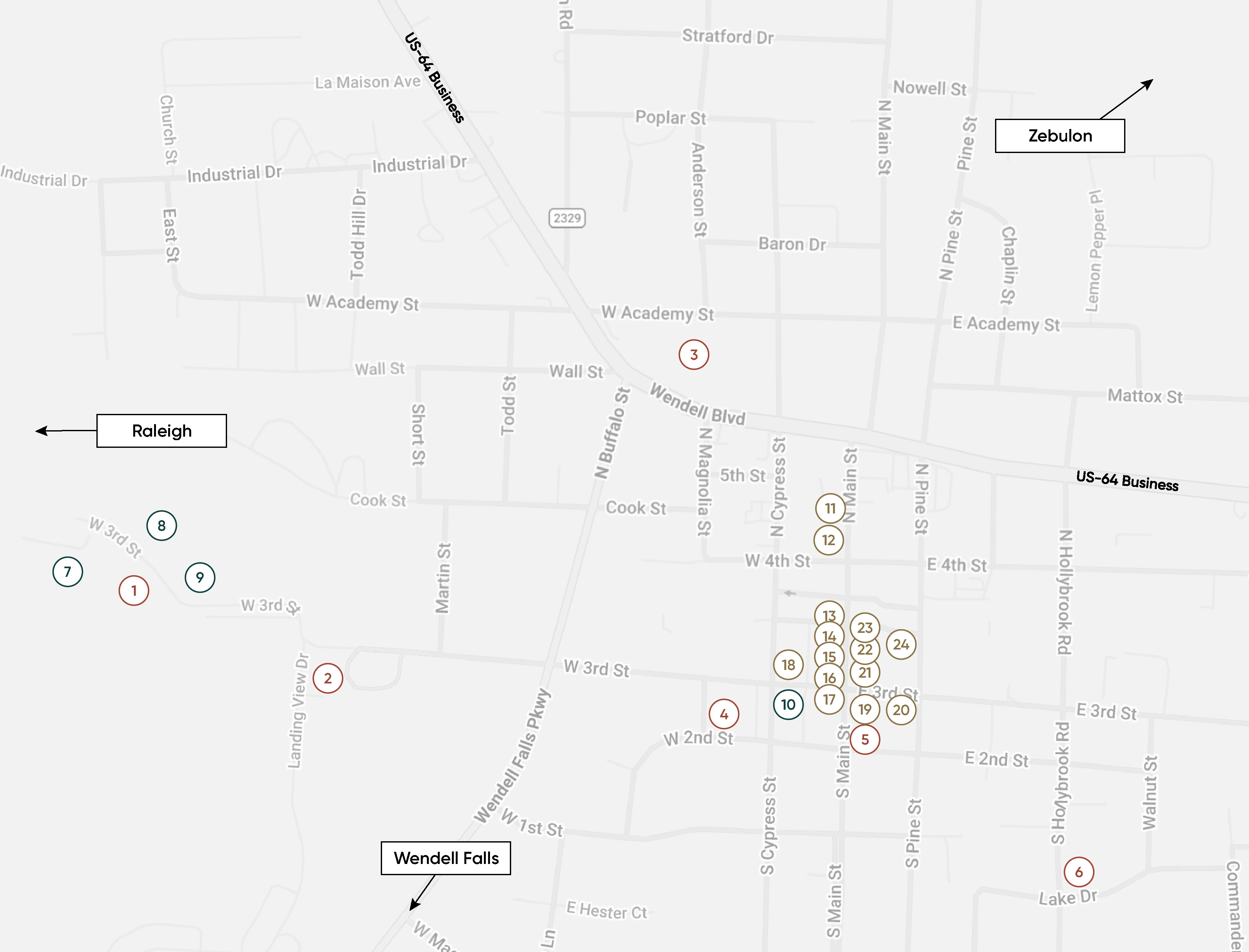 Map of Wendell local attractions