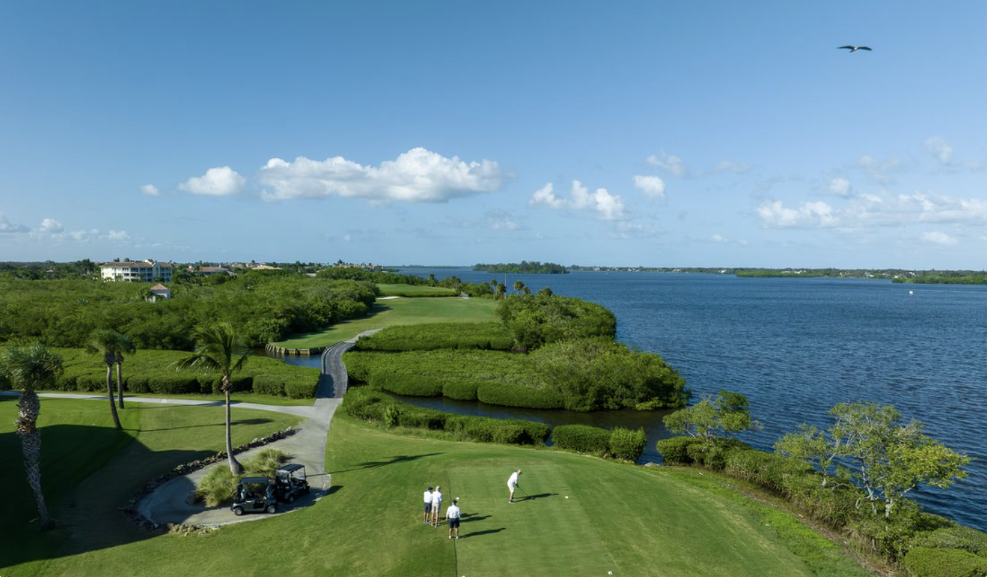 Vero Beach Florida barrier island Atlantic oceanfront estate aerial view &mdash; Sea Oaks private waterfront community Indian River County