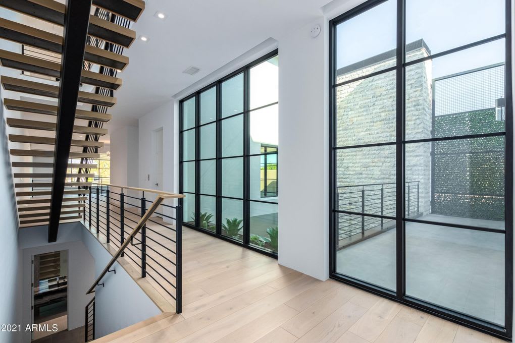 Open concept staircase in luxury modern home in Old Town Scottsdale