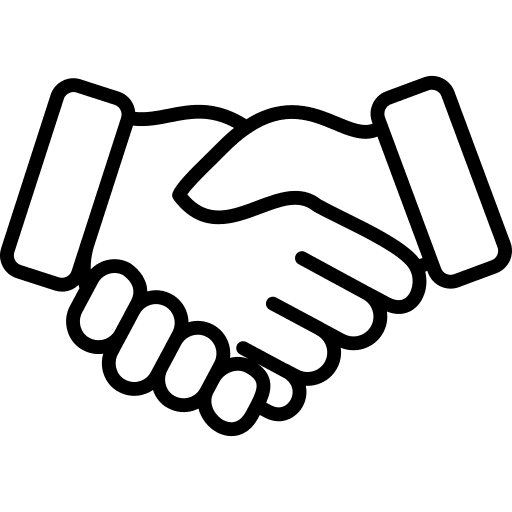 Handshake icon representing an agreement or partnership.