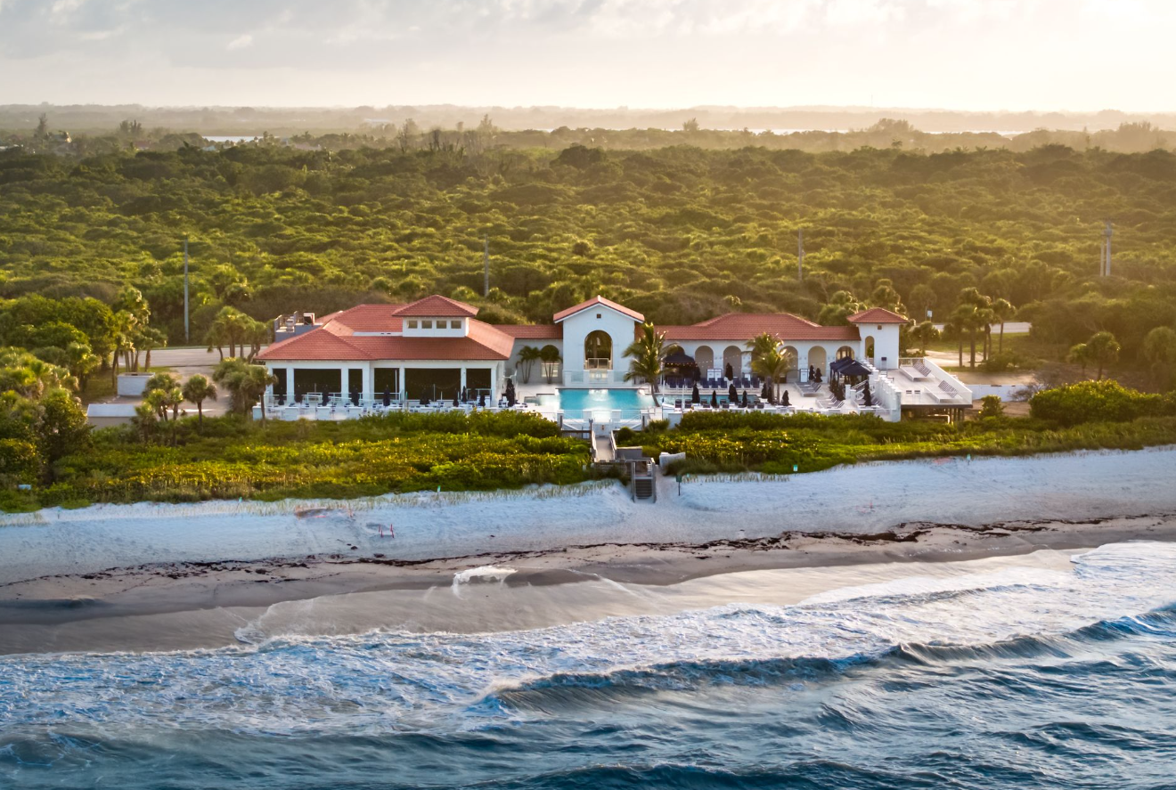 Oceanfront beach club on Vero Beach's barrier island at sunrise, Indian River County, Florida