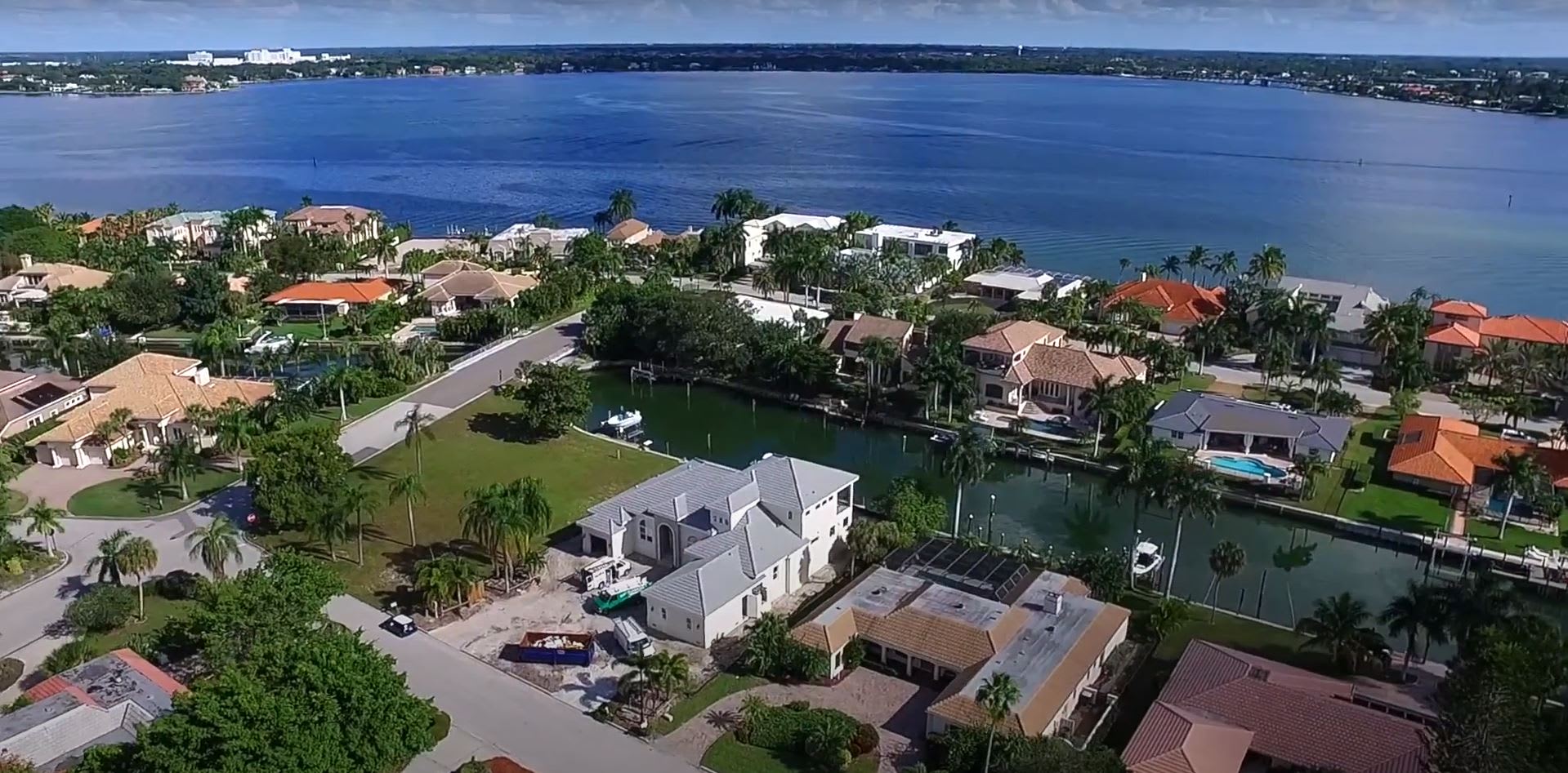 Aerial View Of 646 South Owl Drive Waterfront Home For Sale On Bird Key In Sarasota, Florida