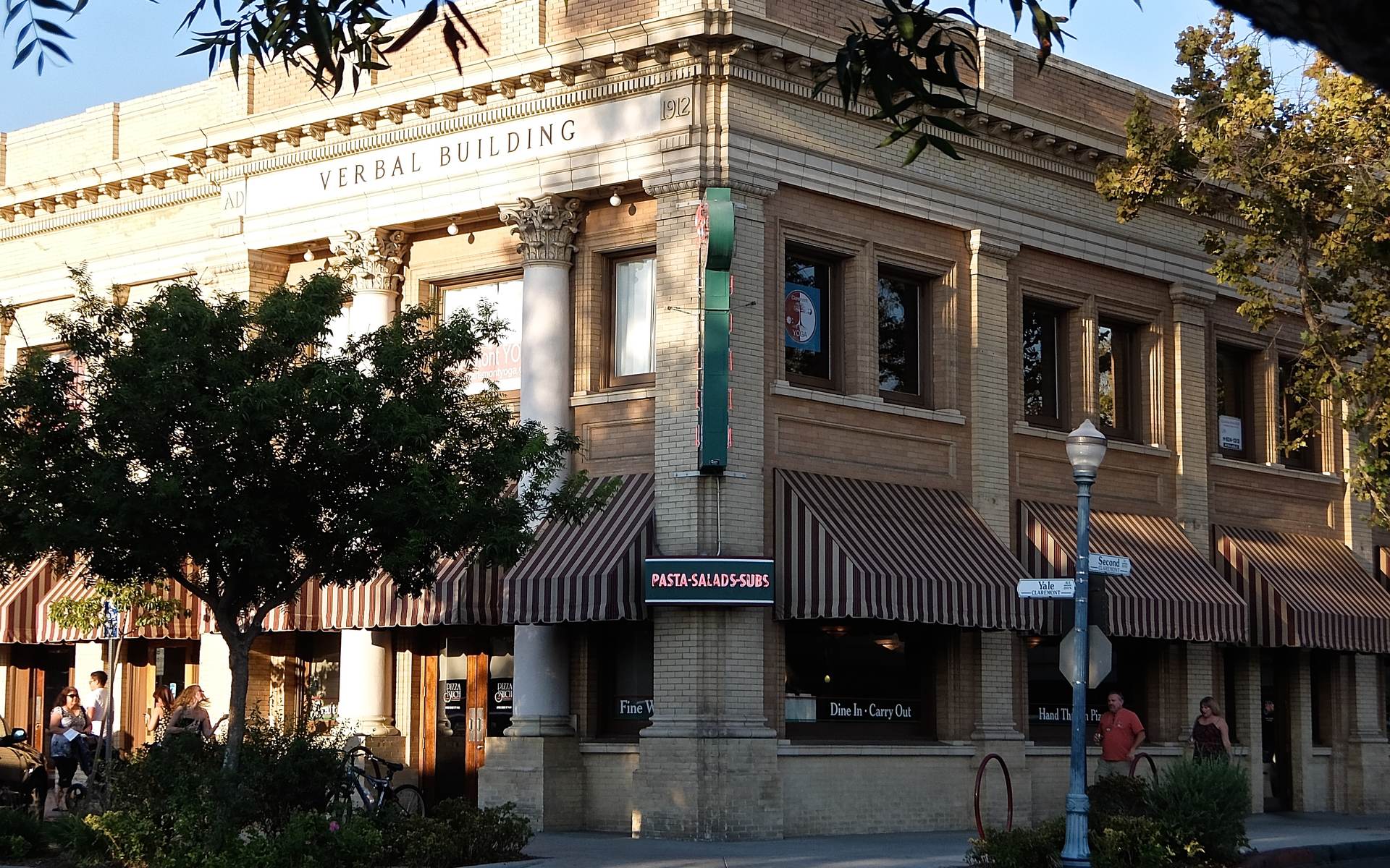 The Verbal Building and storefronts in Claremont Village