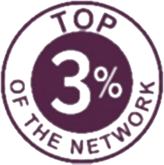 Top 3% of the Network badge in purple text.