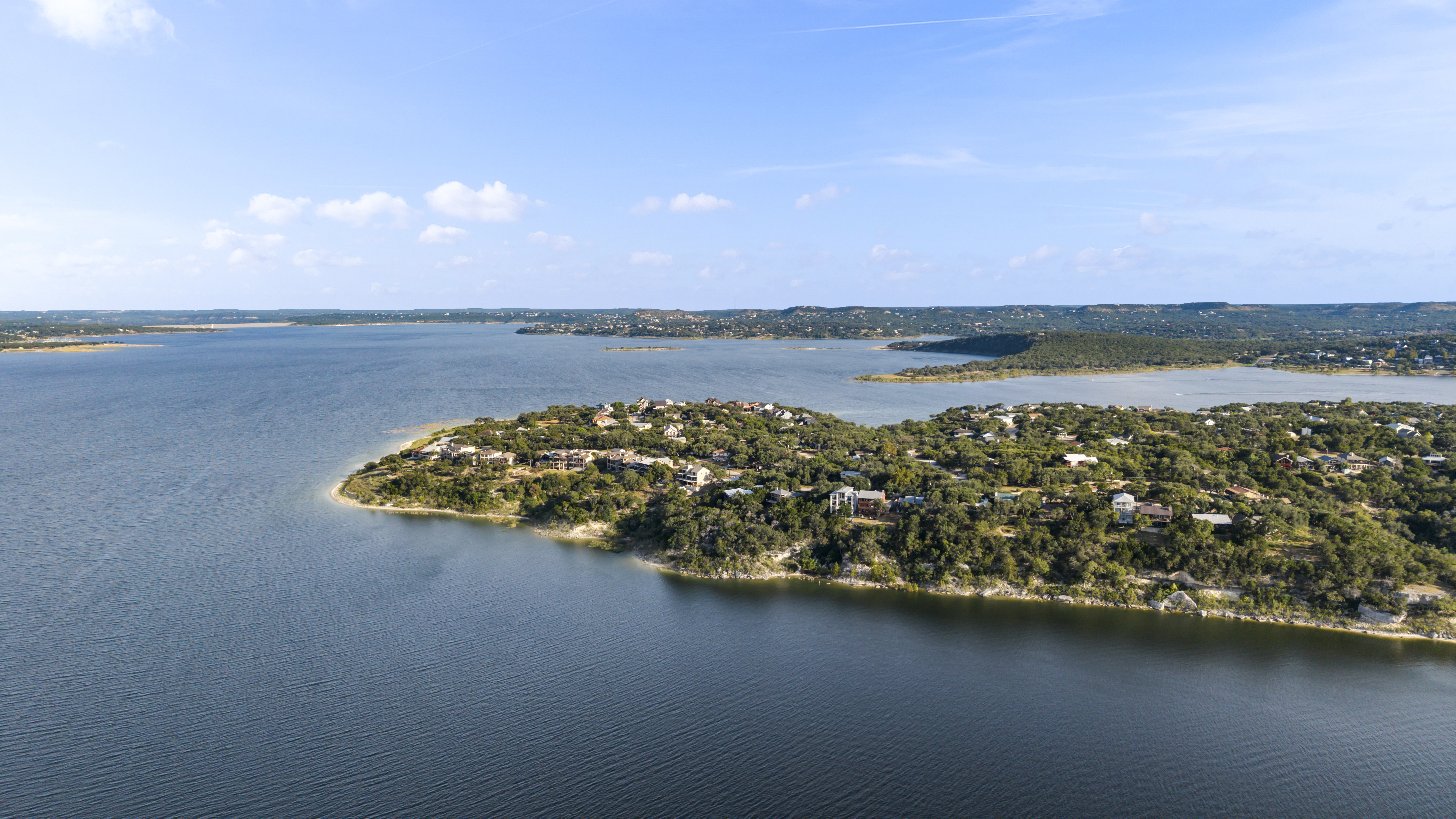 Aerial view of Canyon Lake shoreline