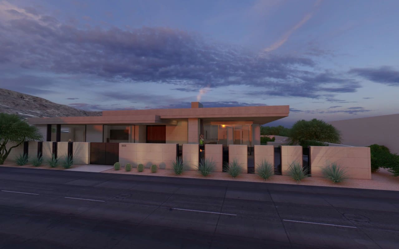 Exterior rendering of luxury modern home