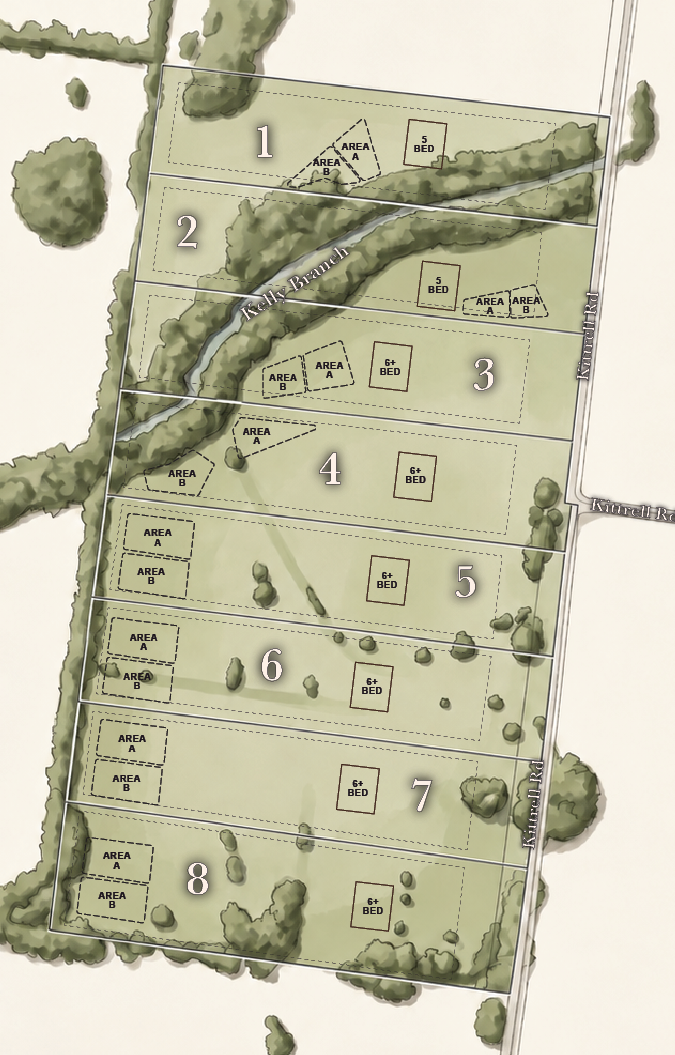 Kittrell Estates plat map, Lots 1–8