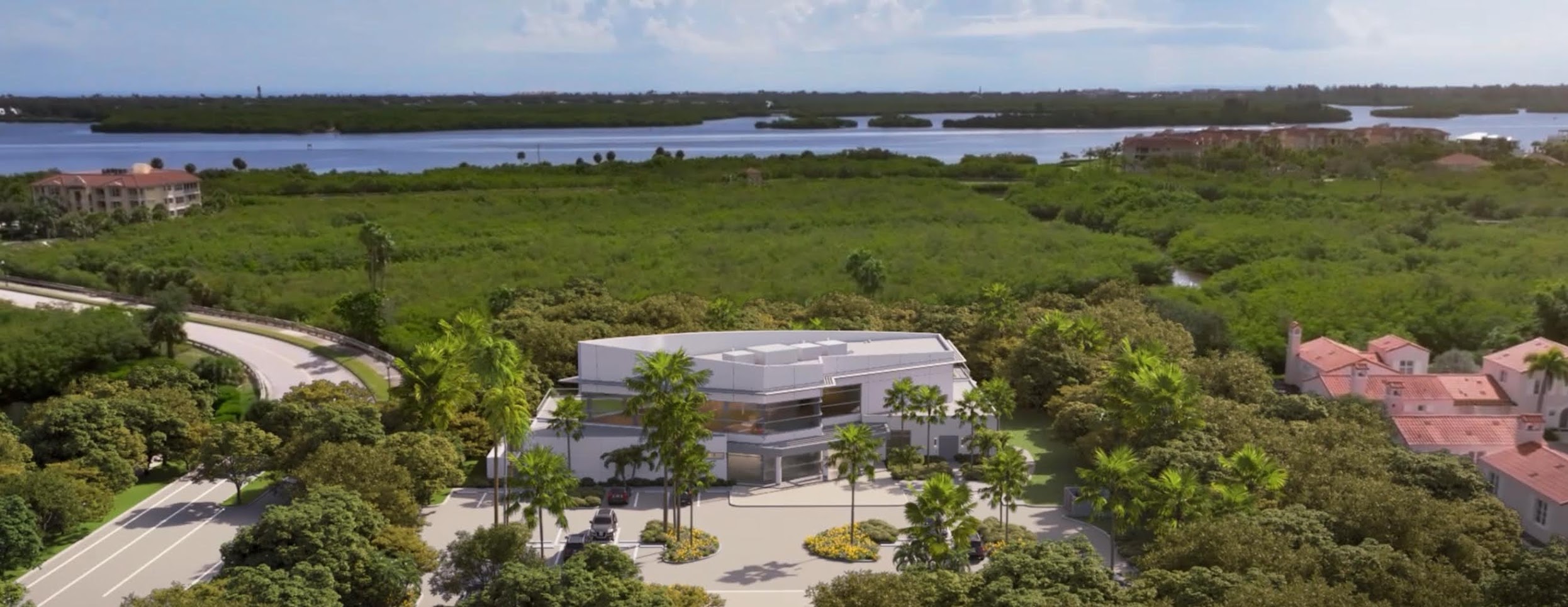 The Cove Lifestyle Fitness Center Grand Harbor Vero Beach aerial rendering Indian River Lagoon